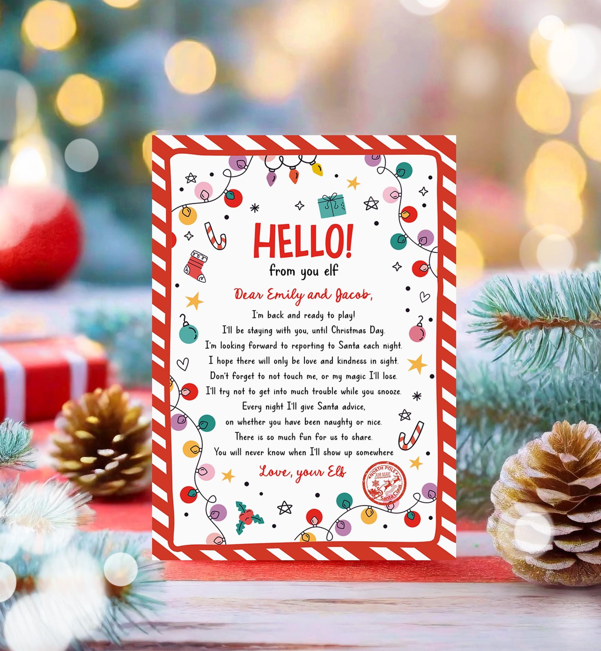 Editable Hello From Your Elf Arrival Letter Return Letter Christmas Elf I'm Back Elf Welcome Elf Digital Download Template Printable 0521