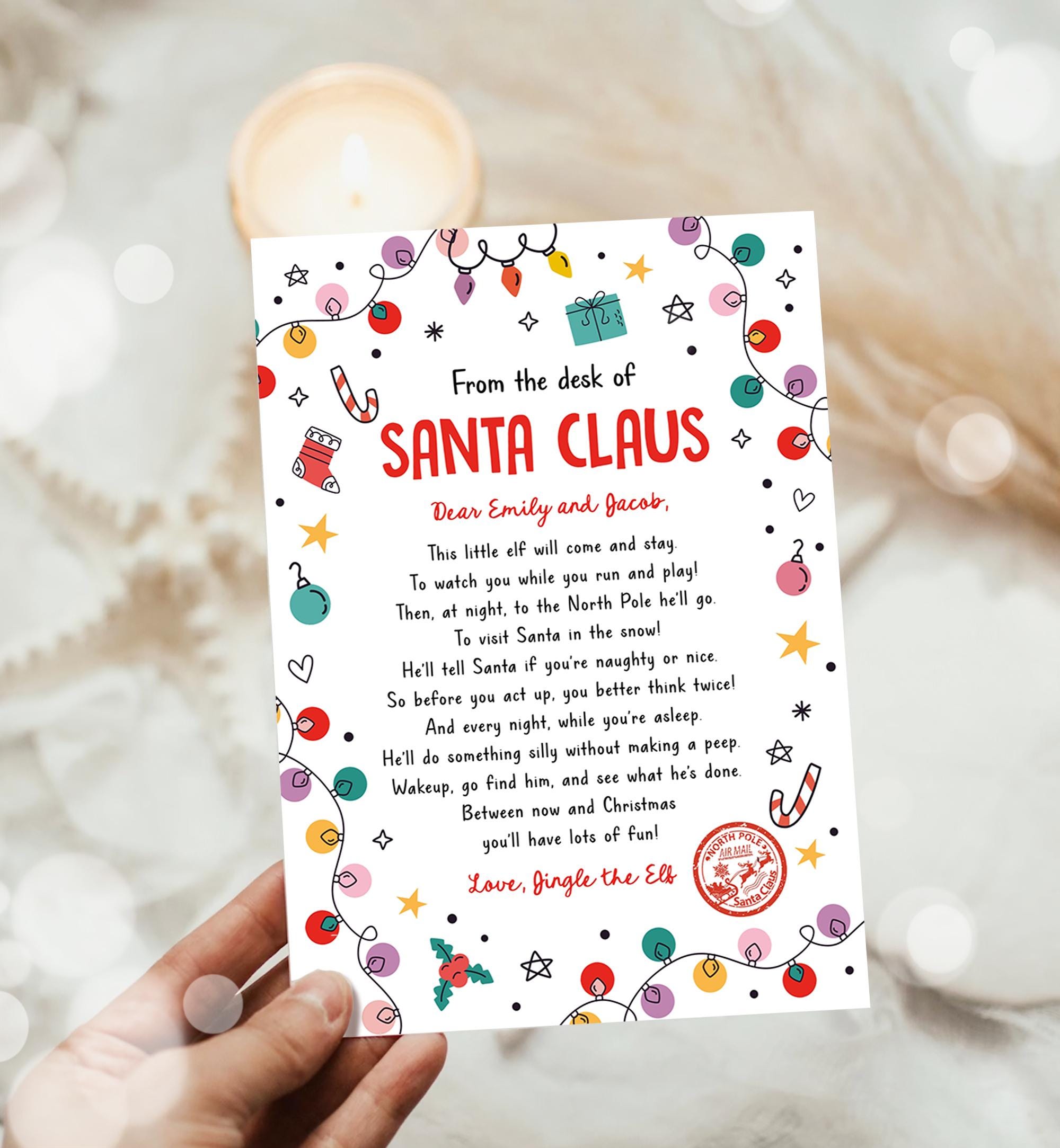 Editable From the Desk of Santa Claus First Time Elf Arrival Letter Return Letter Christmas Elf I'm Back Digital Template Printable 0521