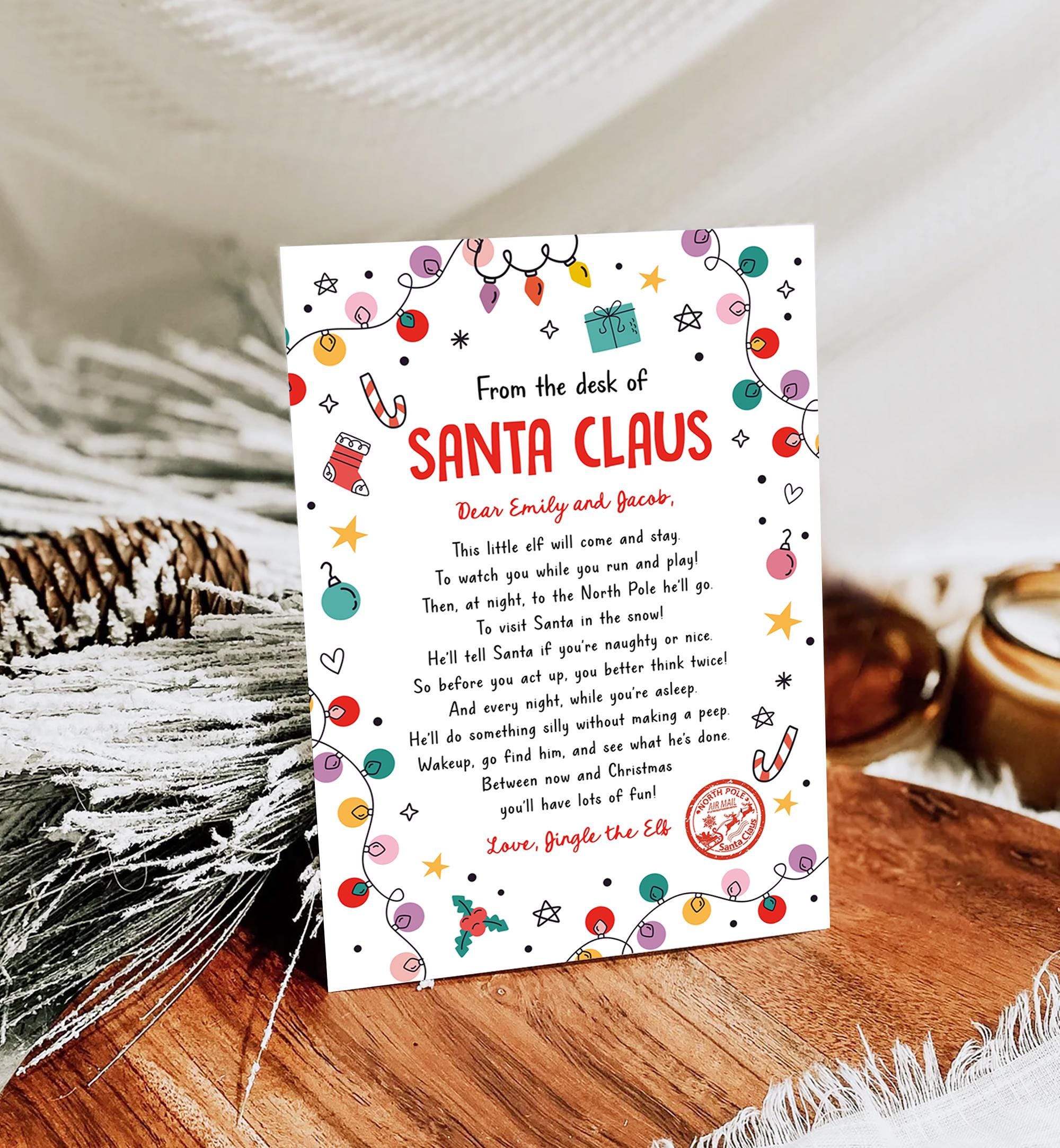 Editable From the Desk of Santa Claus First Time Elf Arrival Letter Return Letter Christmas Elf I'm Back Digital Template Printable 0521