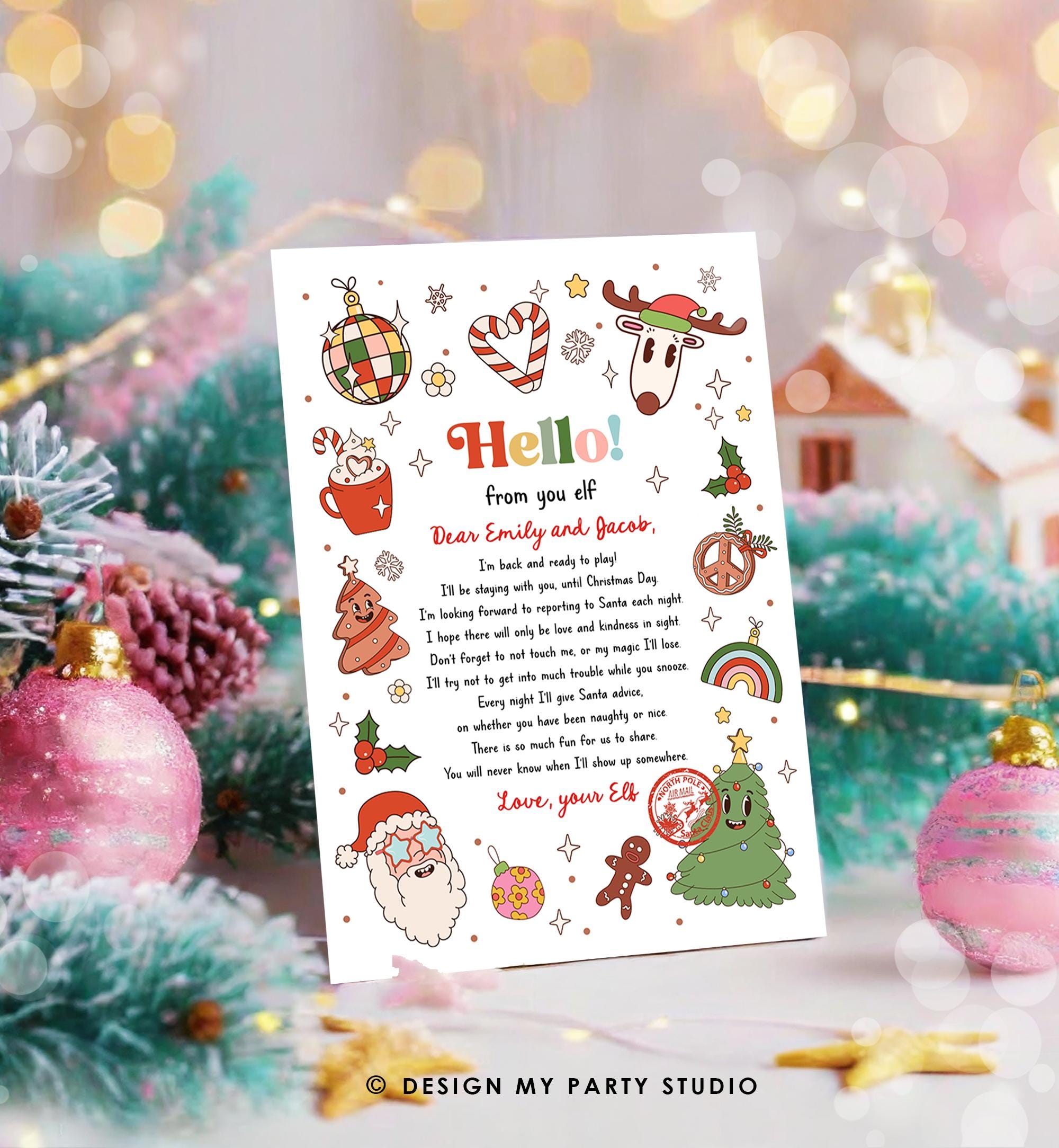 Editable Hello From Your Elf Arrival Letter Return Letter Christmas Elf I'm Back Elf Welcome Elf Digital Download Template Printable 0522