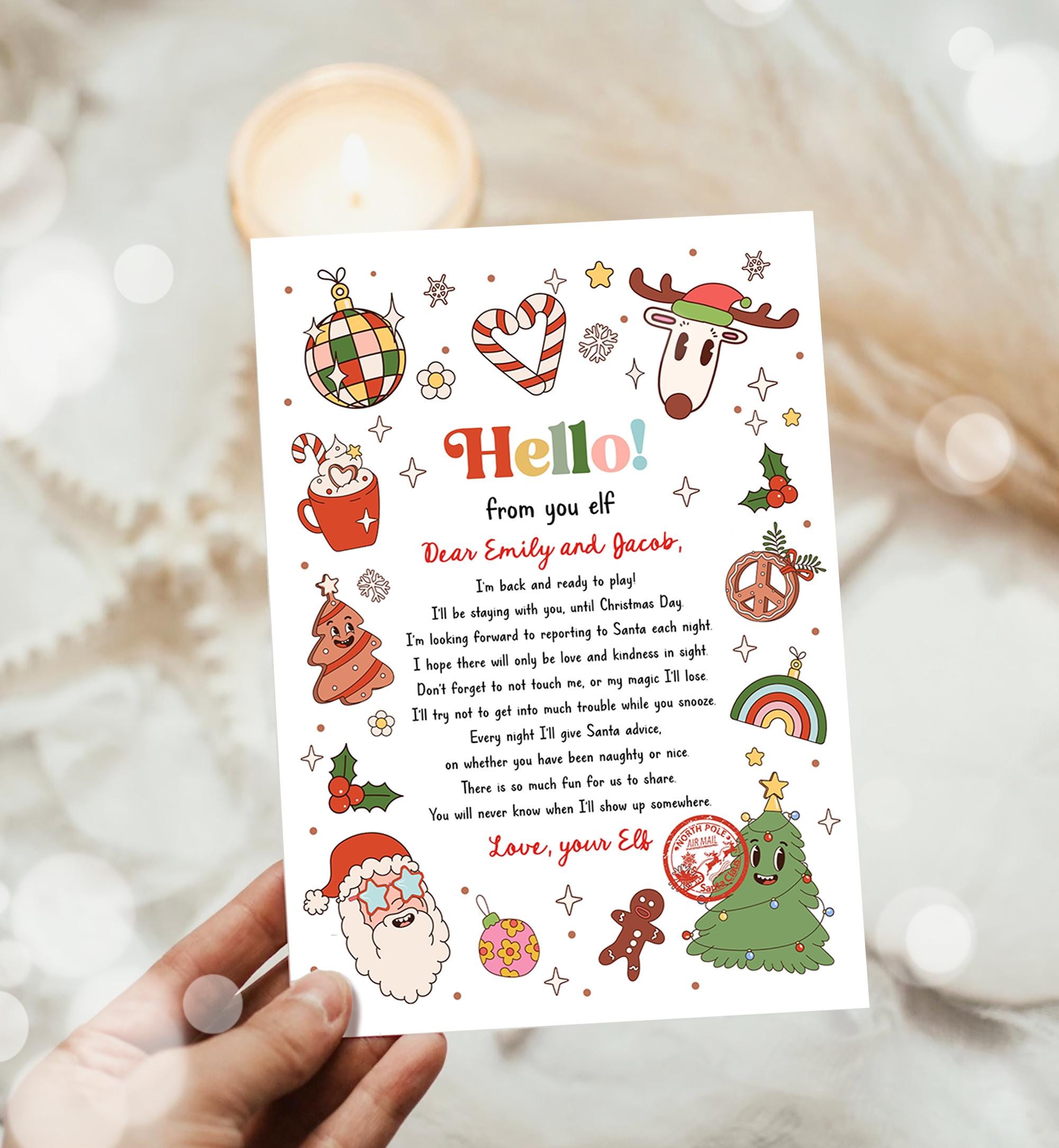 Editable Hello From Your Elf Arrival Letter Return Letter Christmas Elf I'm Back Elf Welcome Elf Digital Download Template Printable 0522