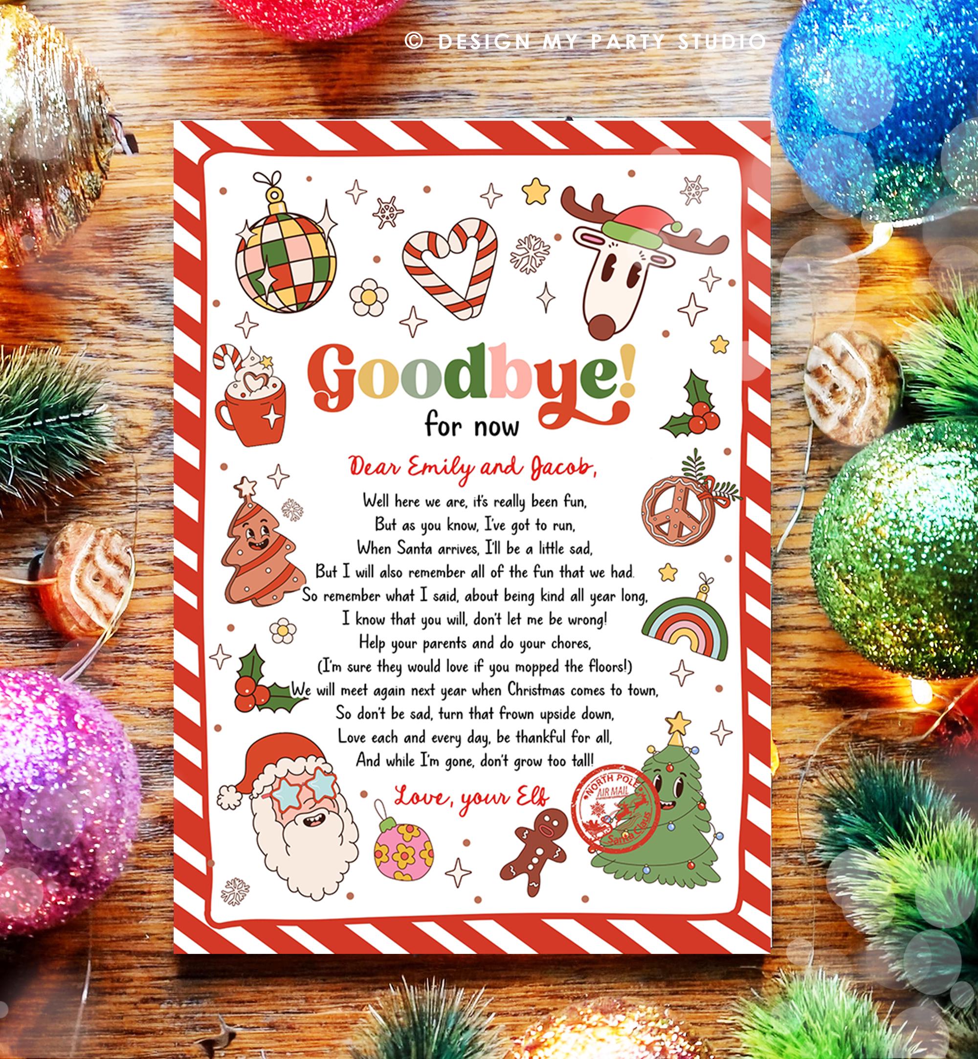 Editable Elf Goodbye Letter Departure Letter Christmas Goodbye from Your Elf Christmas Elf Santa Claus Poem Digital Template Printable 0522