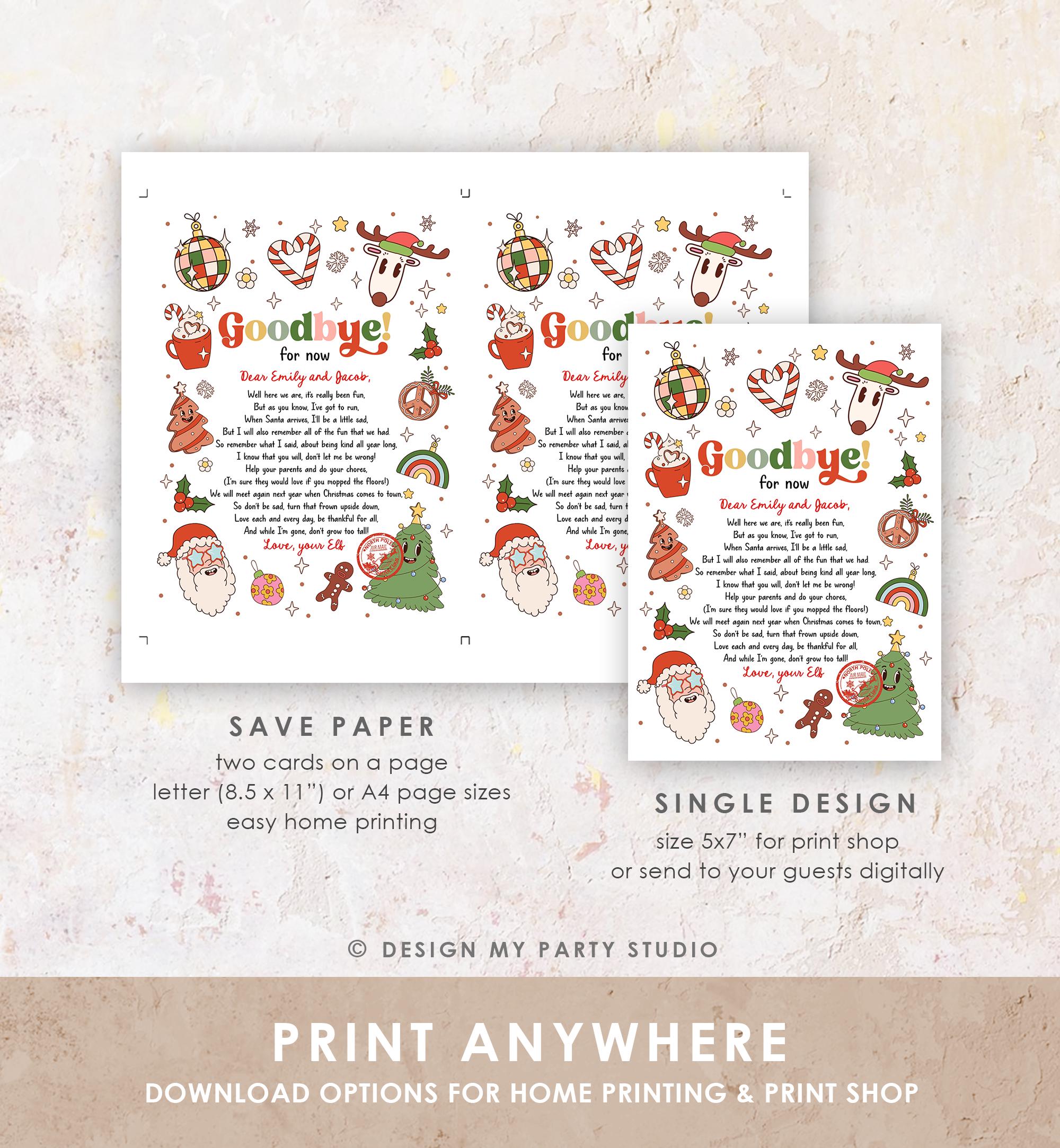 Editable Elf Goodbye Letter Departure Letter Christmas Goodbye from Your Elf Christmas Elf Santa Claus Poem Digital Template Printable 0522