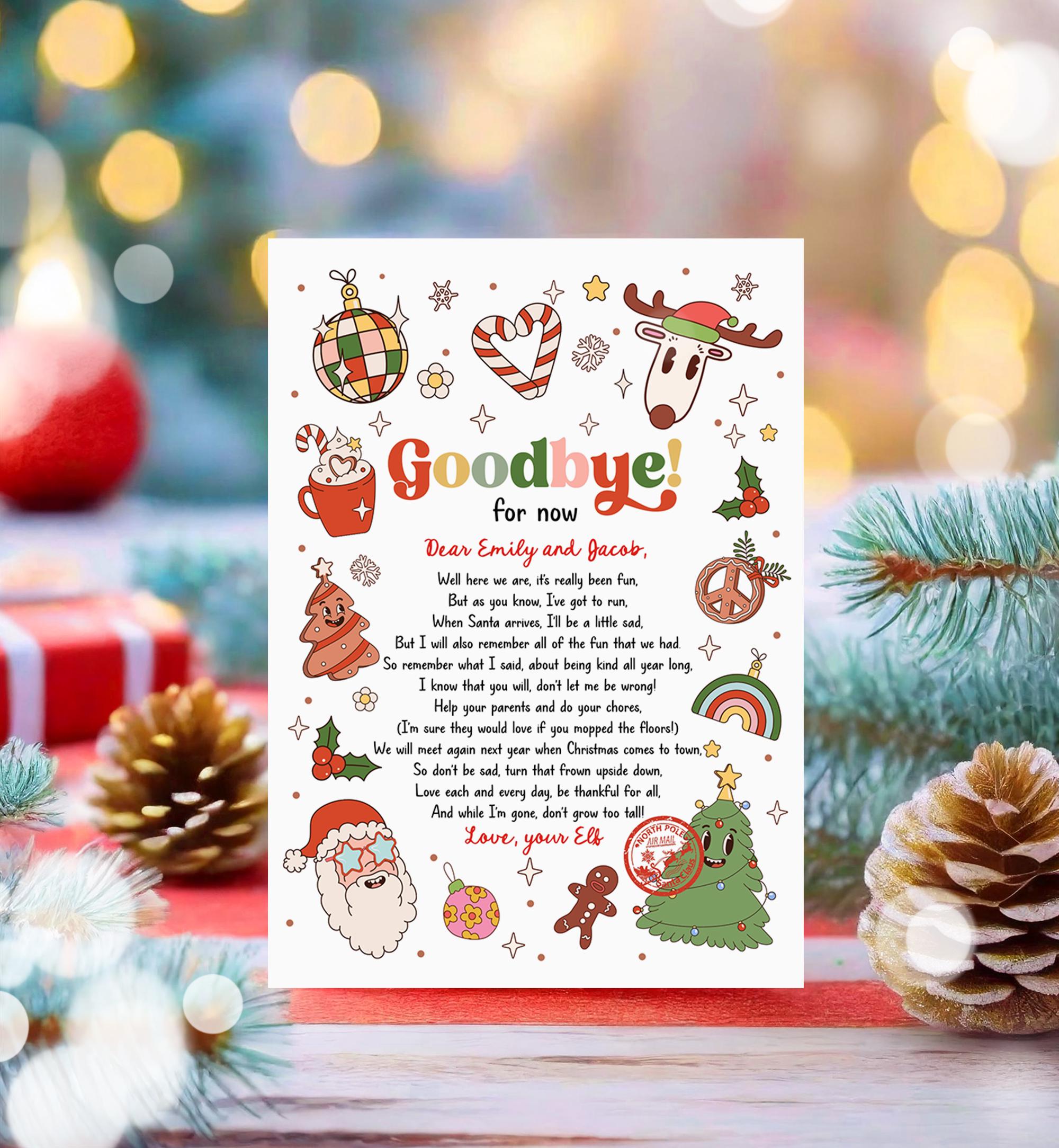 Editable Elf Goodbye Letter Departure Letter Christmas Goodbye from Your Elf Christmas Elf Santa Claus Poem Digital Template Printable 0522