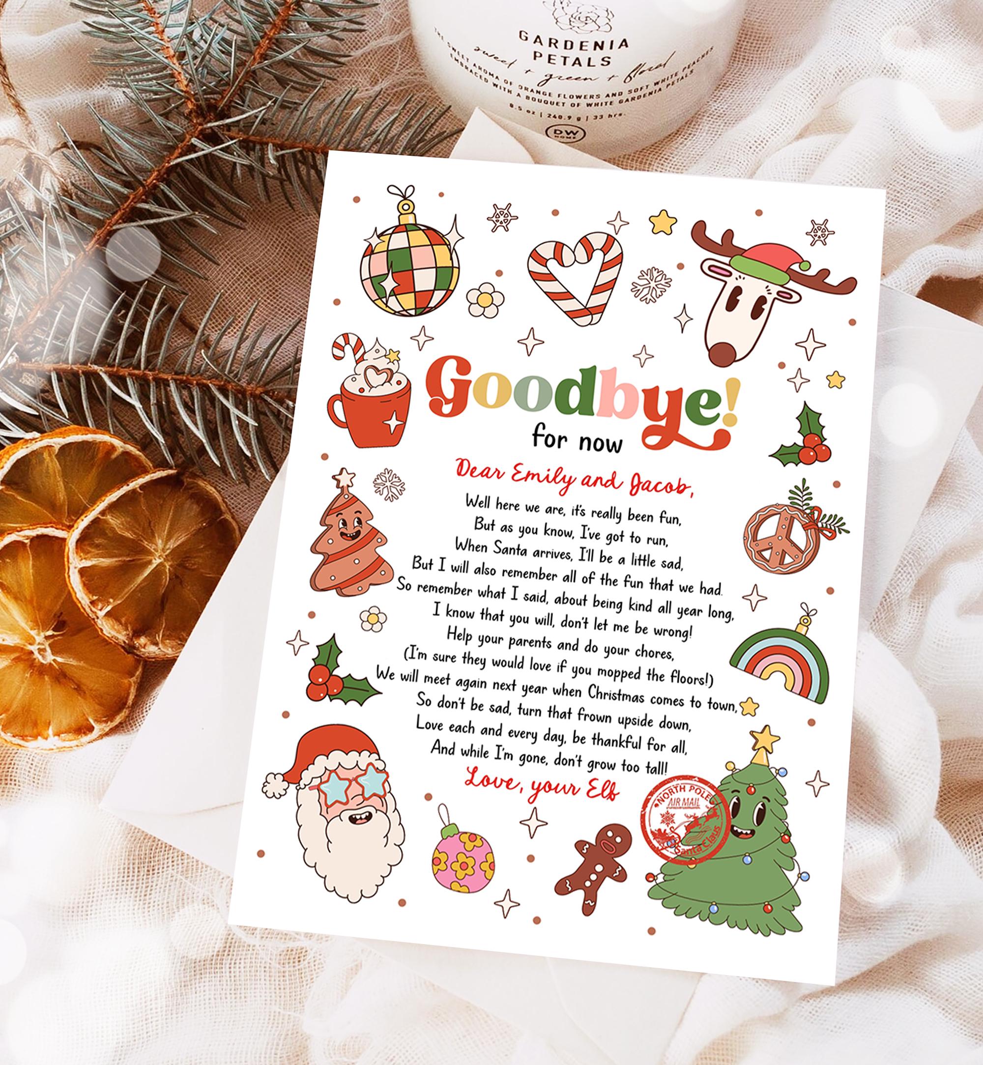 Editable Elf Goodbye Letter Departure Letter Christmas Goodbye from Your Elf Christmas Elf Santa Claus Poem Digital Template Printable 0522