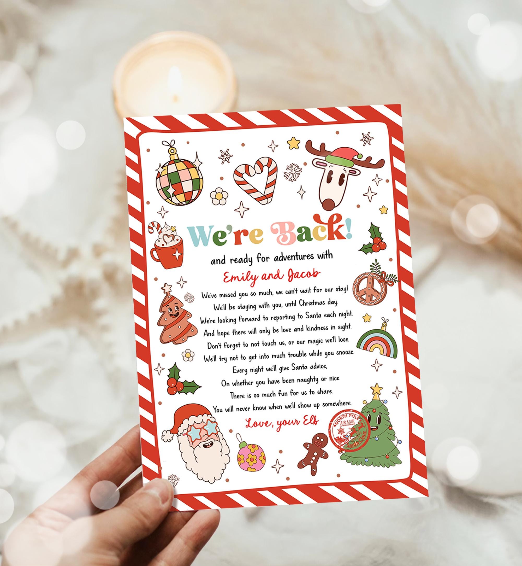 Editable Elf Arrival Letter Return Letter Christmas Elf We're Back Elf Welcome Hello from Elves Boy Girl Digital Template Printable 0522