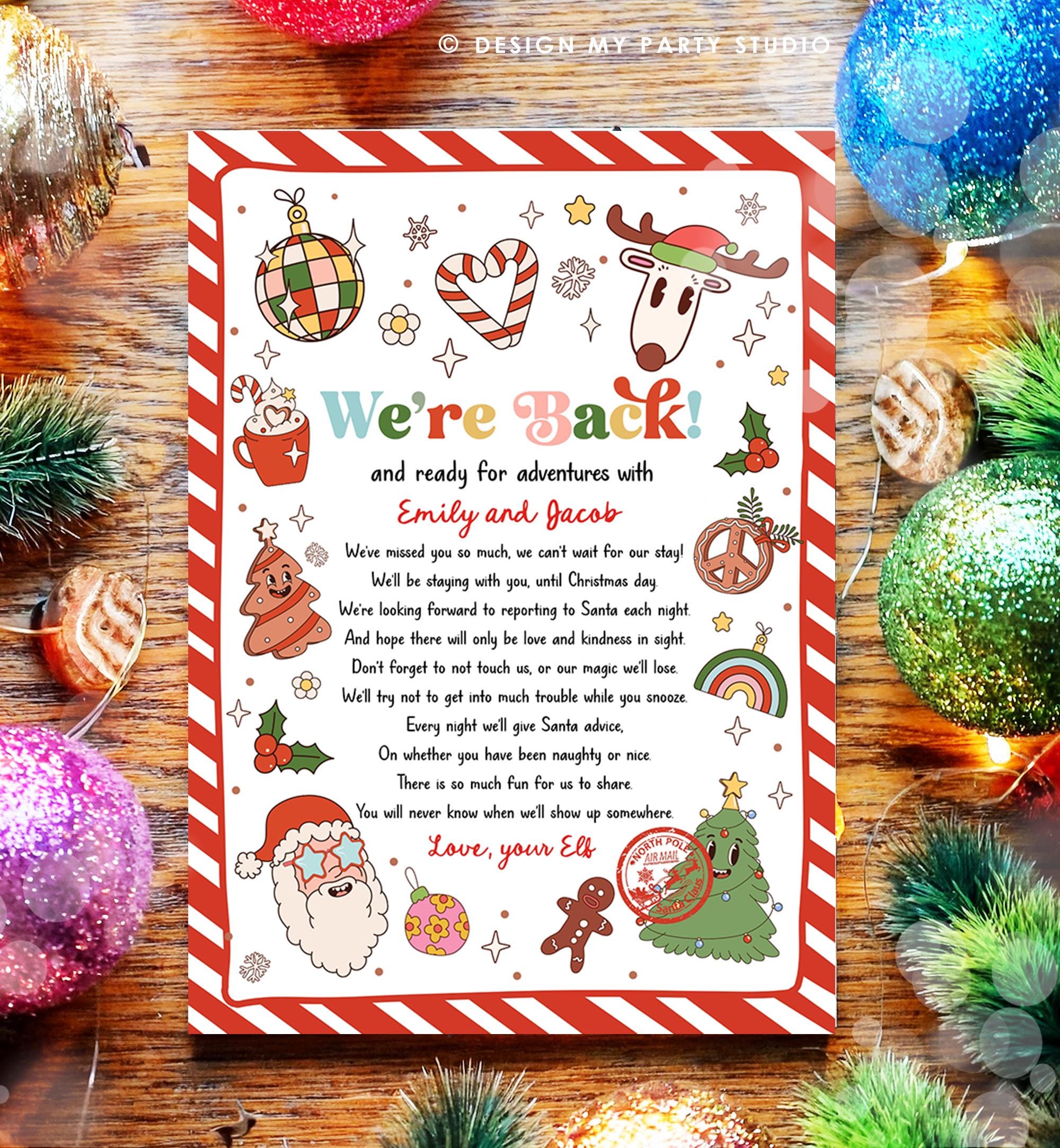 Editable Elf Arrival Letter Return Letter Christmas Elf We're Back Elf Welcome Hello from Elves Boy Girl Digital Template Printable 0522