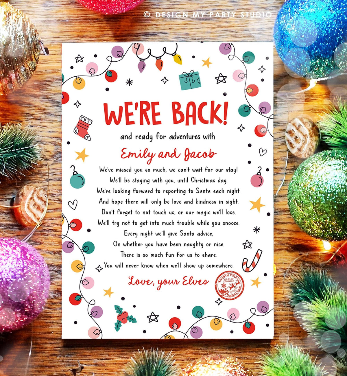 Editable Elf Arrival Letter Return Letter Christmas Elf We&#39;re Back Elf Welcome Hello from Elves Boy Girl Digital Template Printable 0521