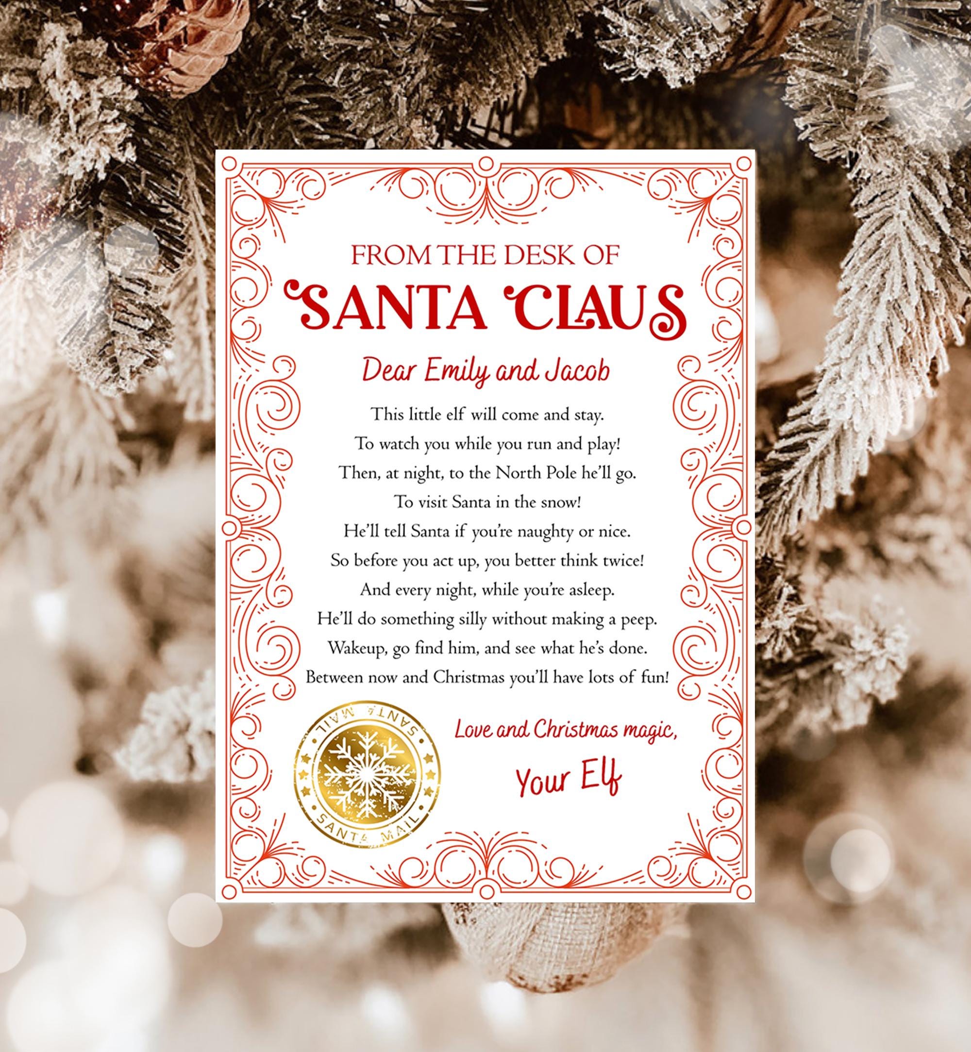 Editable From the Desk of Santa Claus First Time Elf Arrival Letter Return Letter Christmas Elf I'm Back Digital Template Printable 0523