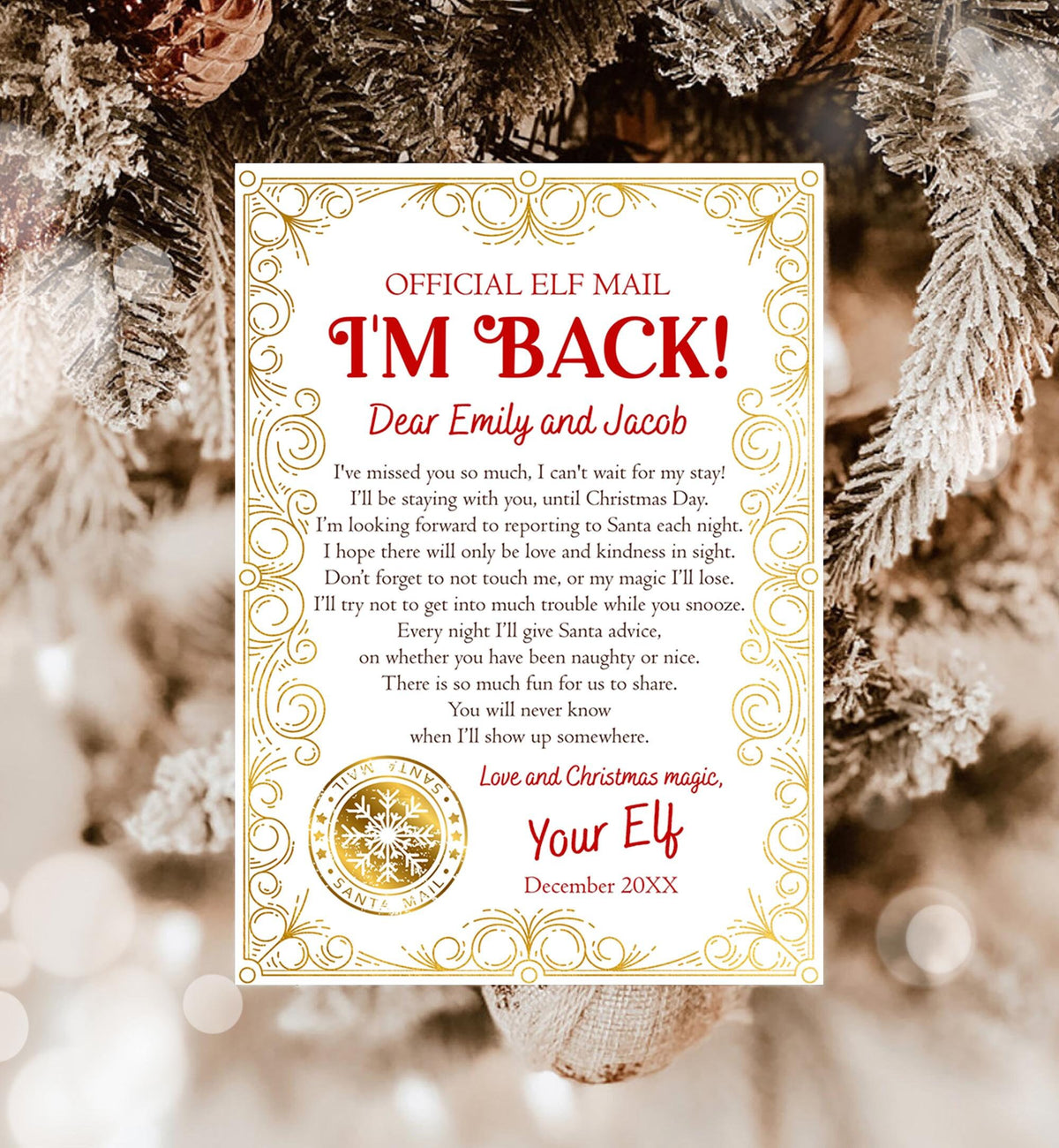 Editable Elf Arrival Letter Return Letter Christmas Elf I&#39;m Back Elf Welcome Xmas Elf Letter From Your Elf Official Printable Template 0523