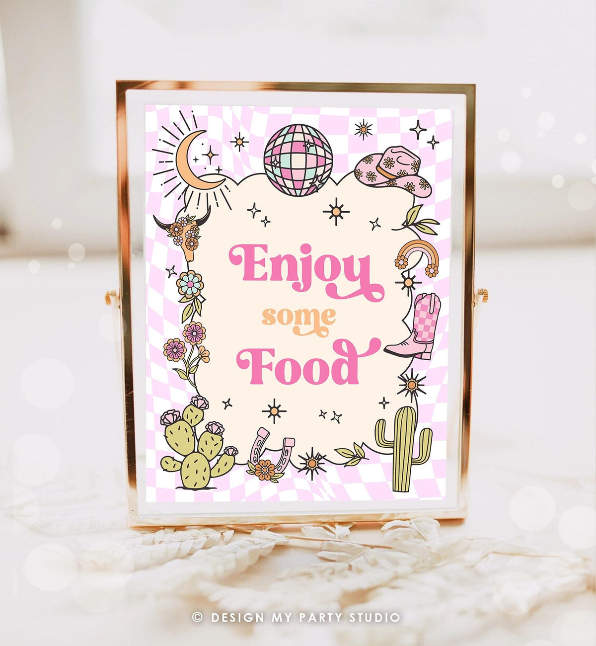 Food Sign Space Cowgirl Birthday Party Sign Disco Cowgirl Sign Pink Rodeo Party Nashville Wild West Country Sweets and Treats Printable 0519