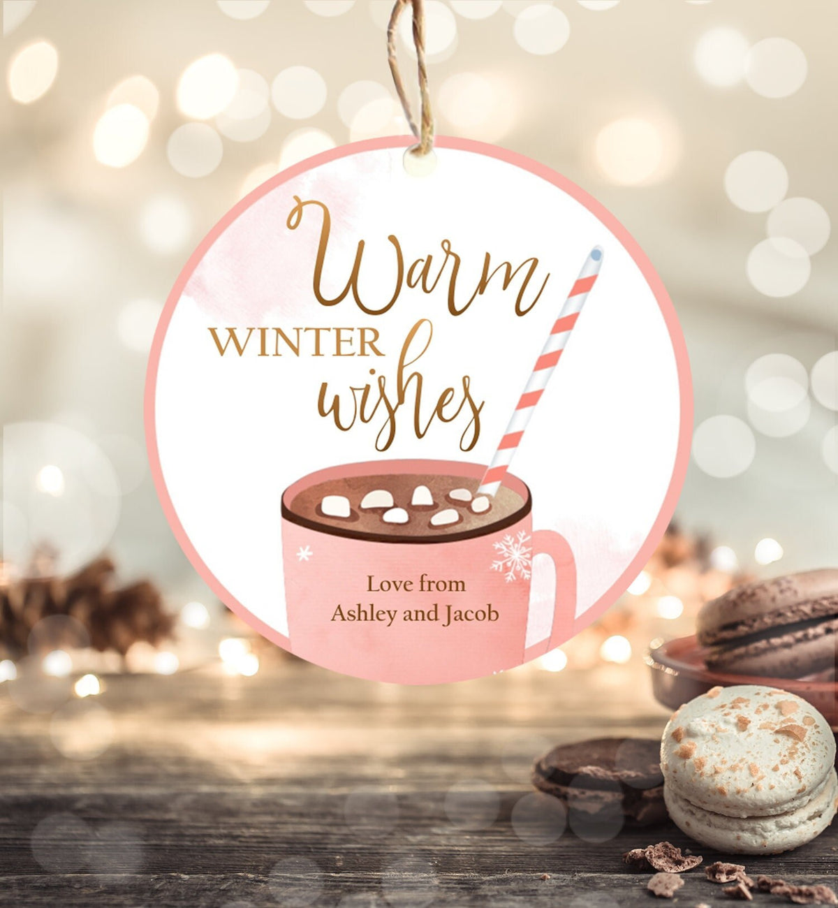 Editable Warm Wishes Tag Personalized Christmas Tag Hot Cocoa Tag Holiday Gift Tag Hot Chocolate Tag Download Printable Template Corjl 0353