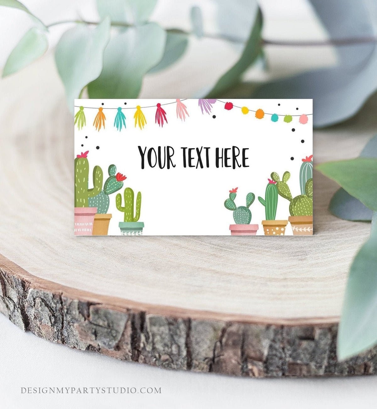 Editable Fiesta Cactus Food Labels Fiesta Party Place Card Tent Card Escort Card Mexican Birthday Fiesta Confetti Decor Corjl Template 0254