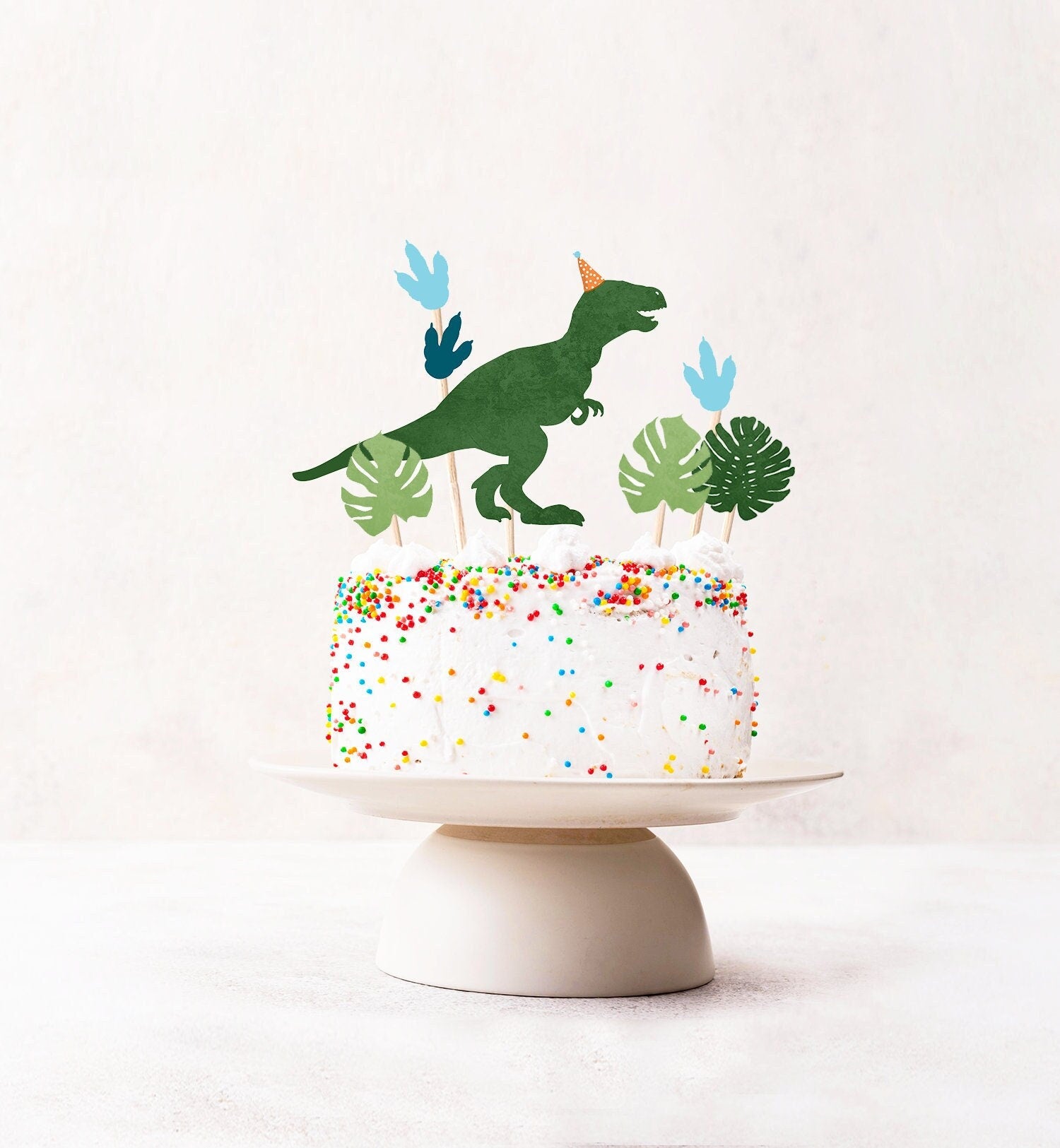 Printable Dinosaur Cake Topper Dinosaur Centerpieces Dinosaur Birthday Party T-Rex Table Decor Rawr Leaves Prehistoric DIY Digital 0378 0389