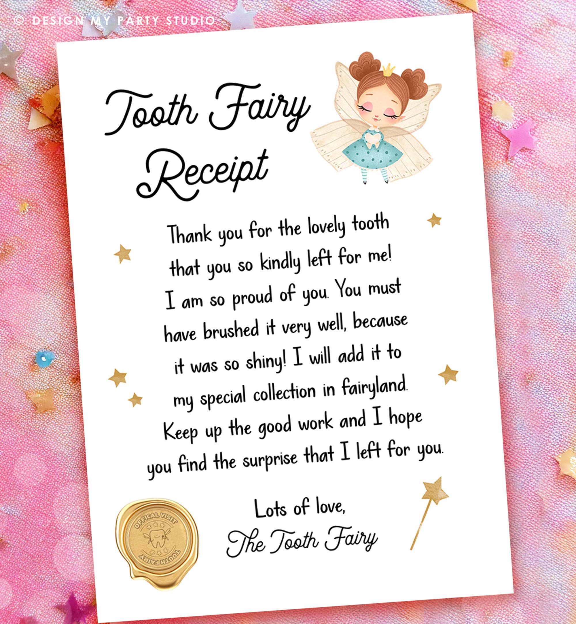 Tooth Fairy letter First Tooth Fairy Certificate Tooth Fairy Note Lost Tooth Fairy Receipt Boy Girl Printable Digital Instant Download 0526