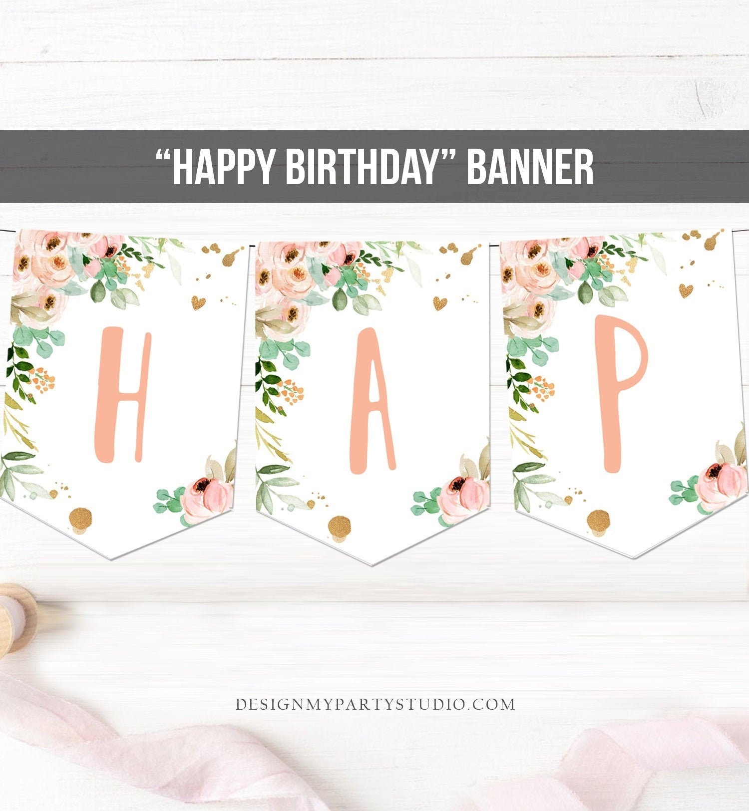 Happy Birthday Banner Floral Birthday Banner Girl Miss Onederful Birthday Decorations Wild One Instant download PRINTABLE DIGITAL DIY 0147