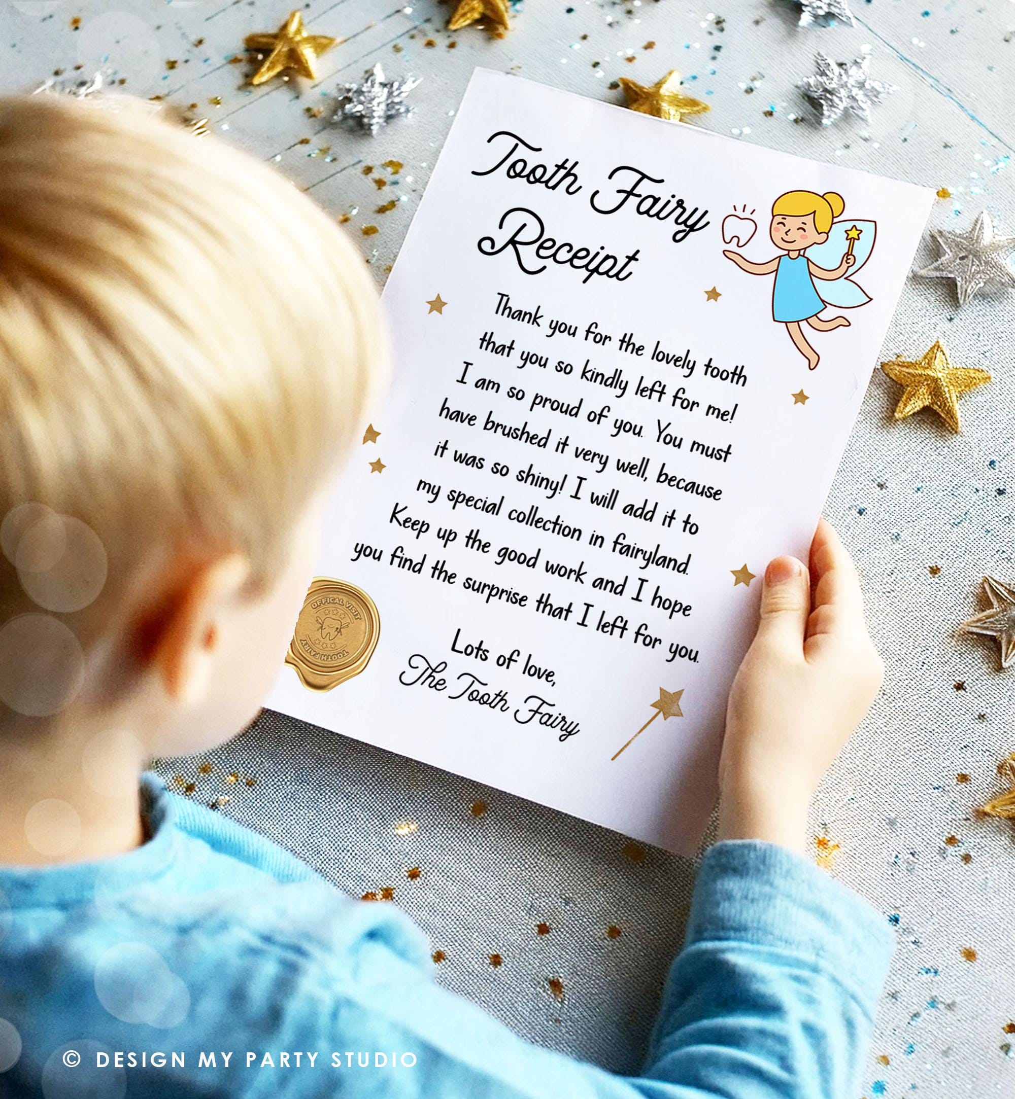 Tooth Fairy letter First Tooth Fairy Certificate Tooth Fairy Note Lost Tooth Fairy Receipt Boy Girl Printable Digital Instant Download 0526