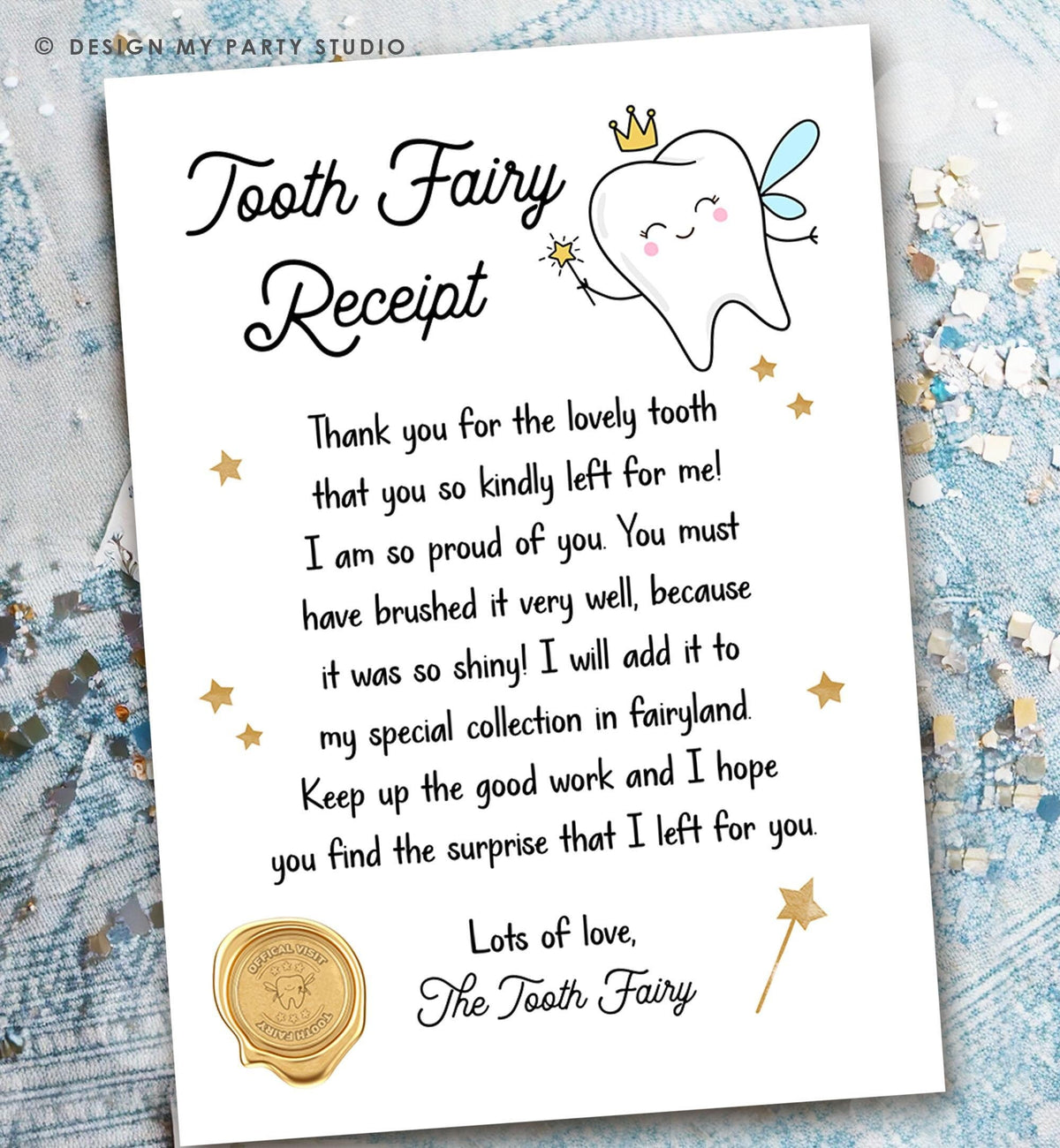 Tooth Fairy Letter First Tooth Fairy Certificate Tooth Fairy Note Lost Tooth Fairy Receipt Boy Girl Printable Digital Instant Download 0526