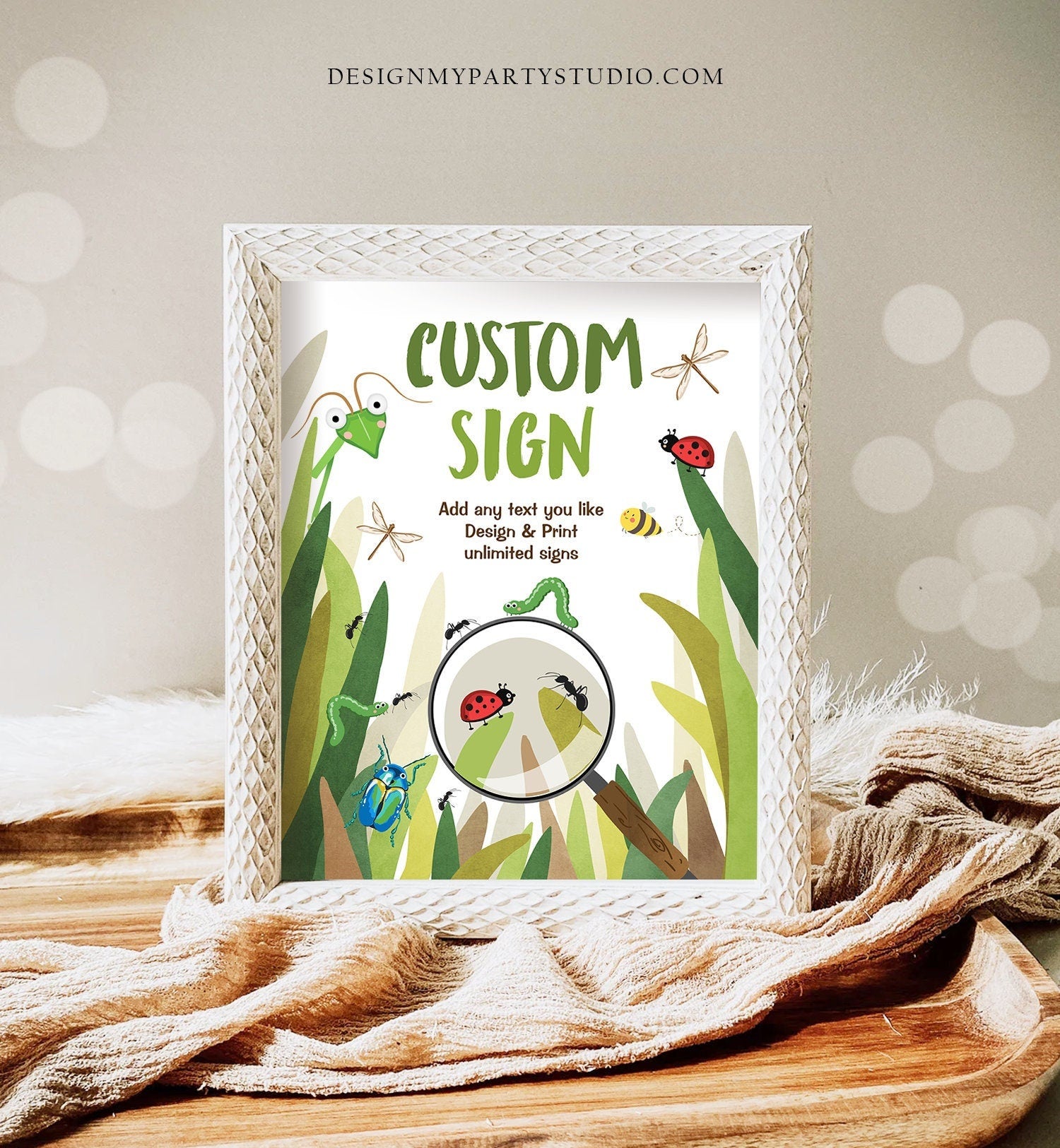 Editable Custom Sign Bug Birthday Sign Bugs Decor Bug Party Table Sign Bugging Out Decor Boy Download Corjl Template Printable 8x10 0090