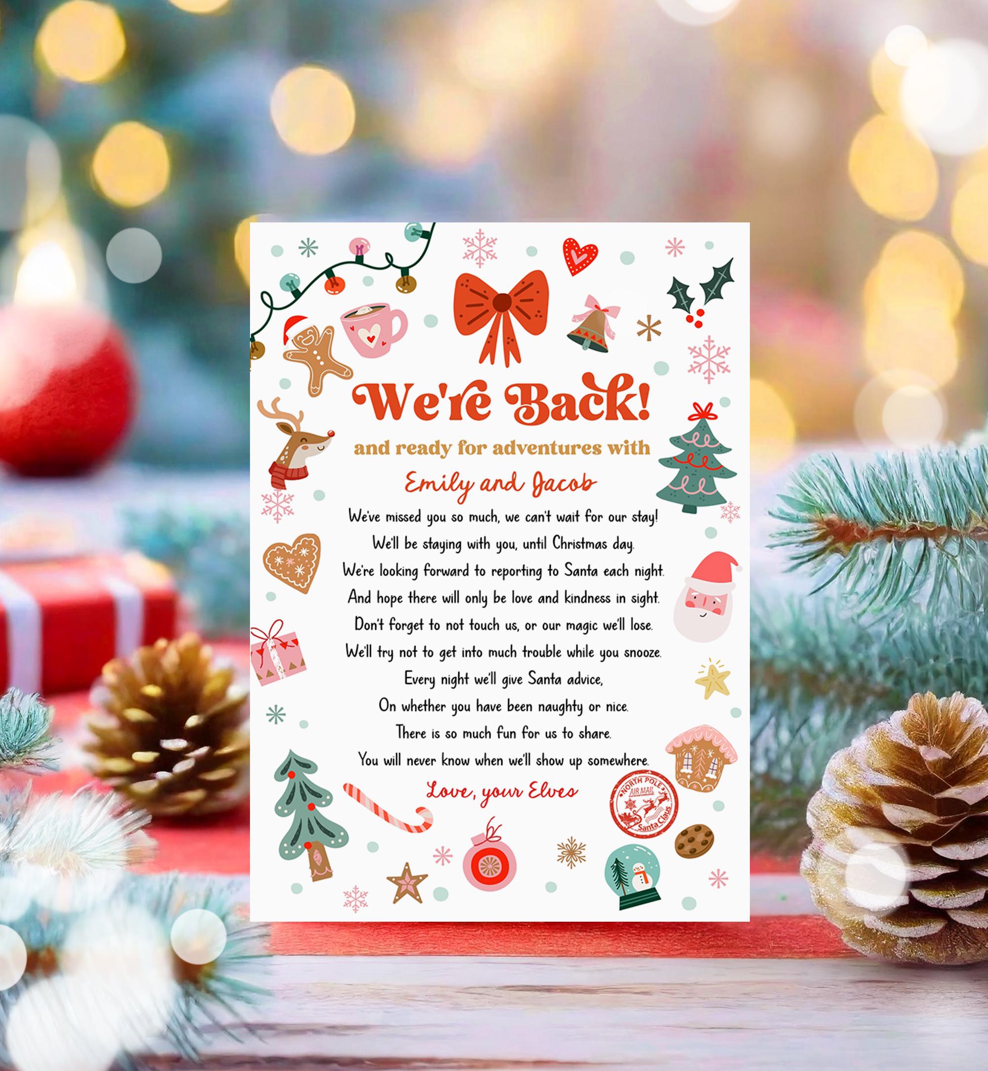 Editable Elf Arrival Letter Return Letter Christmas Elf We're Back Elf Welcome Hello from Elves Boy Girl Digital Template Printable 0529