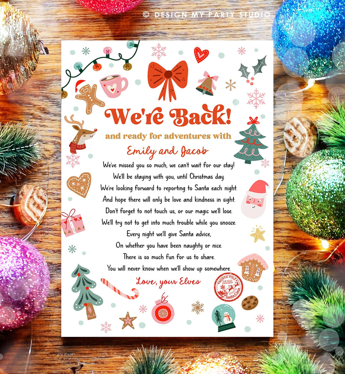 Editable Elf Arrival Letter Return Letter Christmas Elf We&#39;re Back Elf Welcome Hello from Elves Boy Girl Digital Template Printable 0529