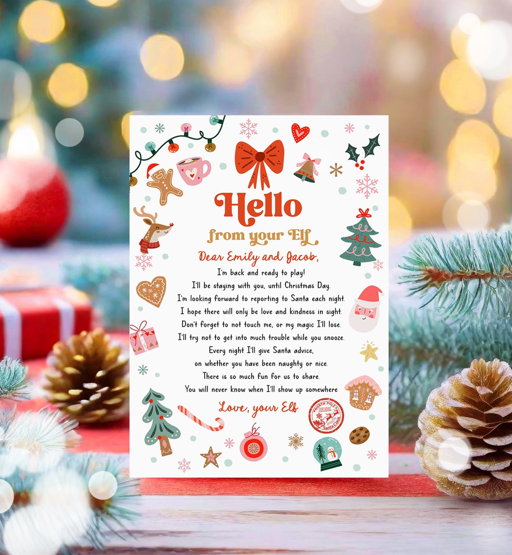 Editable Hello From Your Elf Arrival Letter Return Letter Christmas Elf I'm Back Elf Welcome Elf Digital Download Template Printable 0529