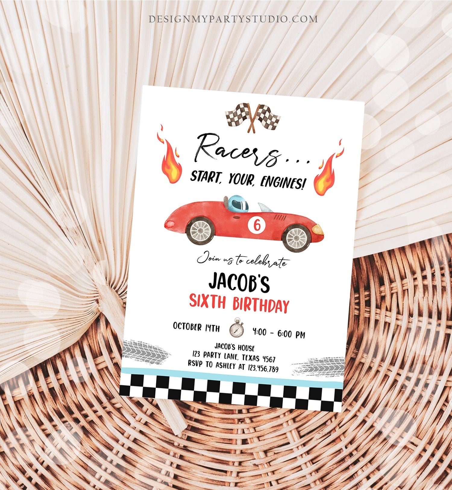 Editable Racing Birthday Invitation Racers Start Your Engines Race Car Party Little Racer Download Printable Template Digital Corjl 0424