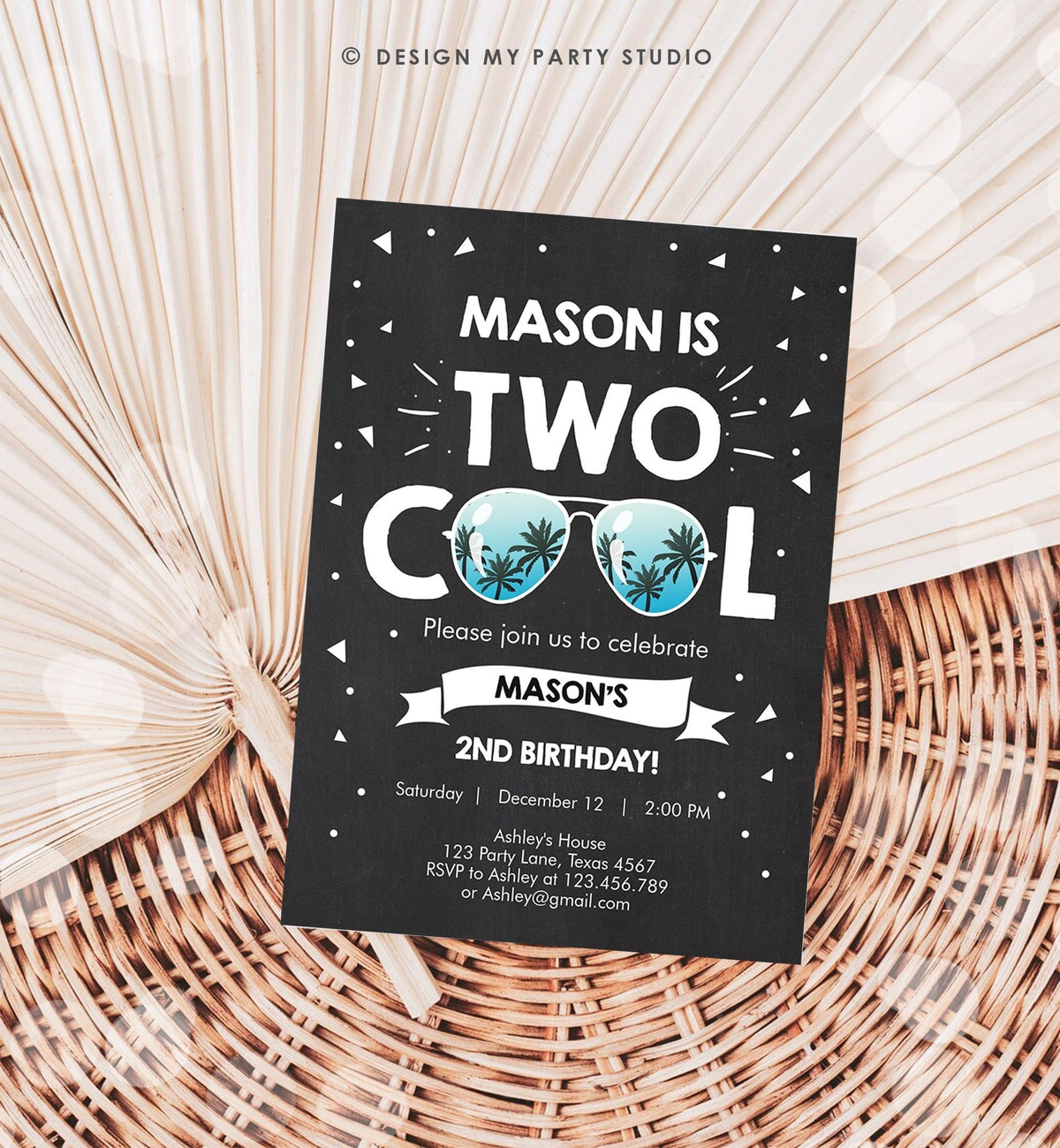 Editable Two Cool Birthday Invitation Boy Second Birthday Party 2nd I&#39;m this Many Two Cool Download Printable Digital Template Evite 0136