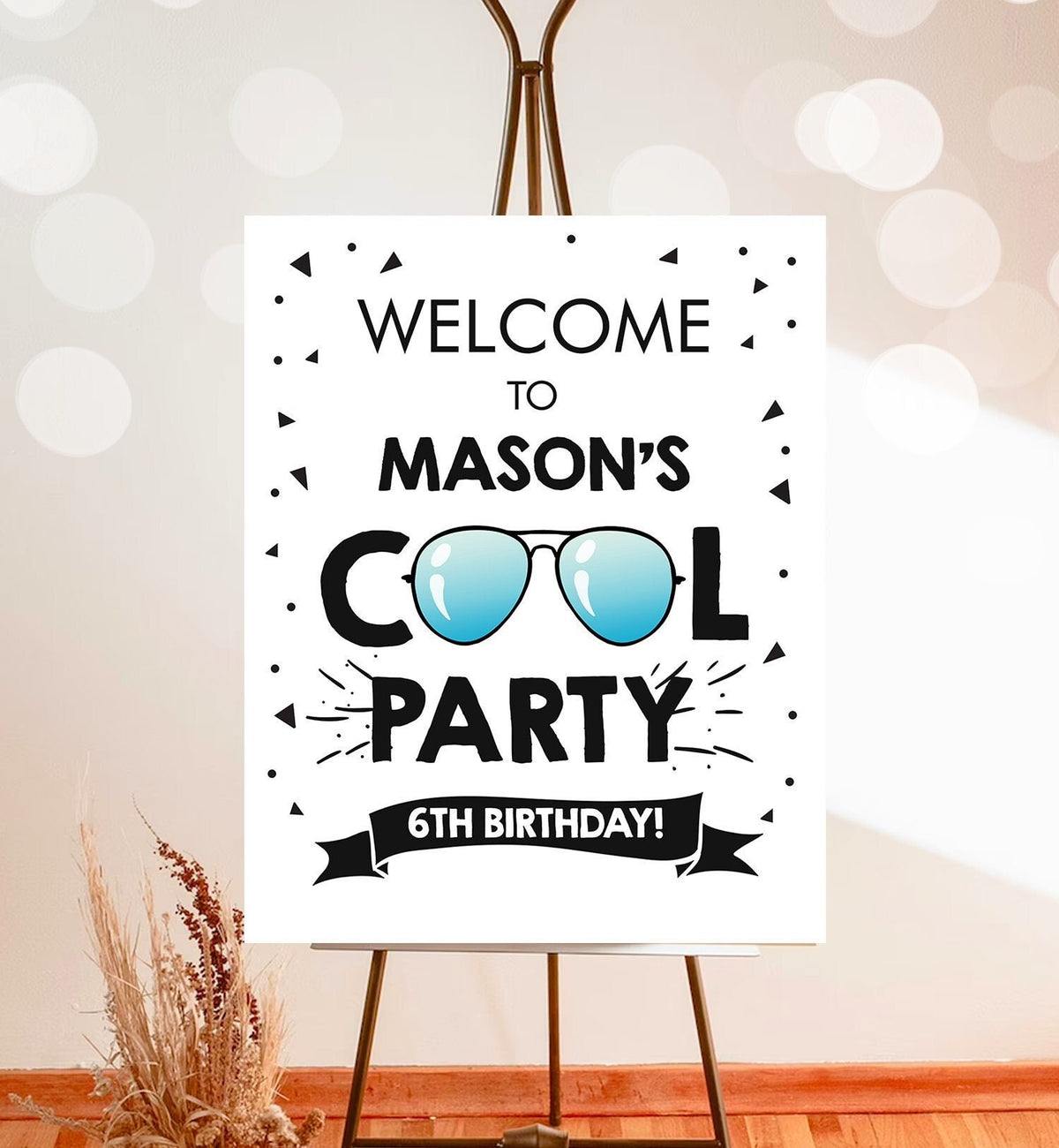 Editable Birthday Party Welcome Sign Boy Birthday Two Cool I&#39;m This Many Sunglasses One Cool Dude Digital Download Template Printable 0136