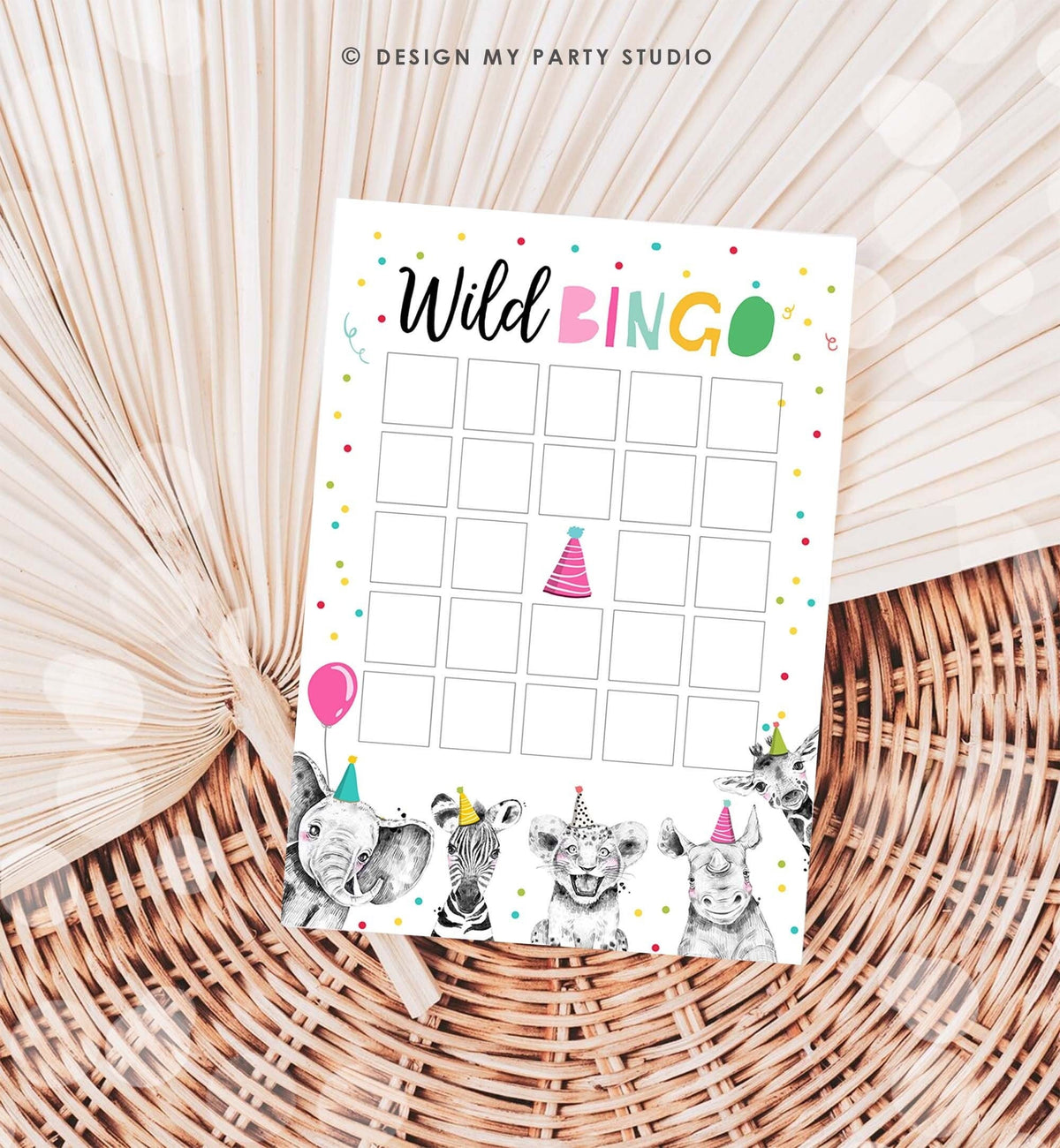 Editable Wild Bingo Birthday Game Party Animals Safari Animals Safari Bingo Work Party Classroom Activity Corjl Template Printable 0322