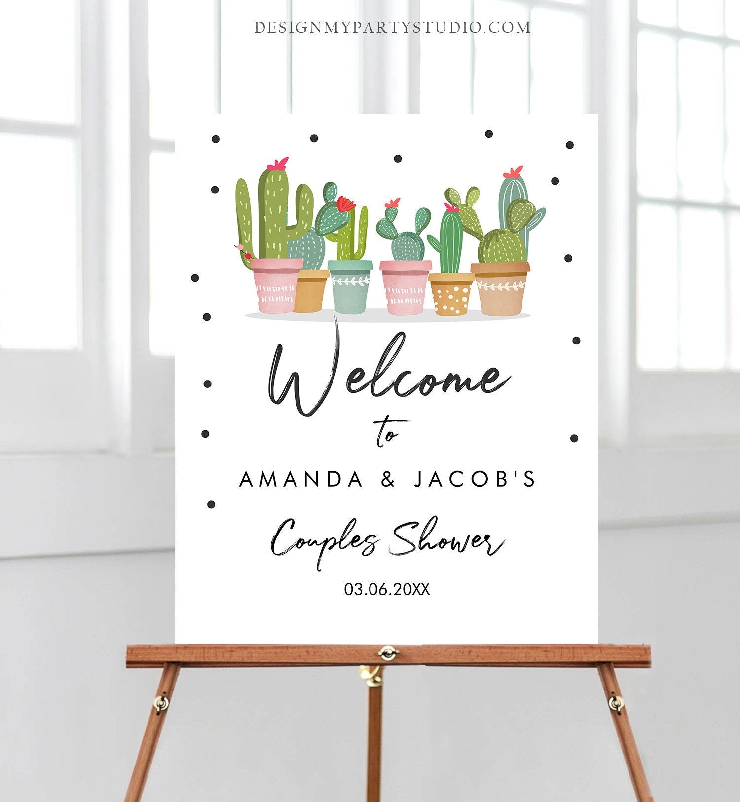 Editable Cactus Couples Shower Welcome Sign Mexican Succulent Taco Bout Love Table Sign Corjl Template Instant Download Printable 0254