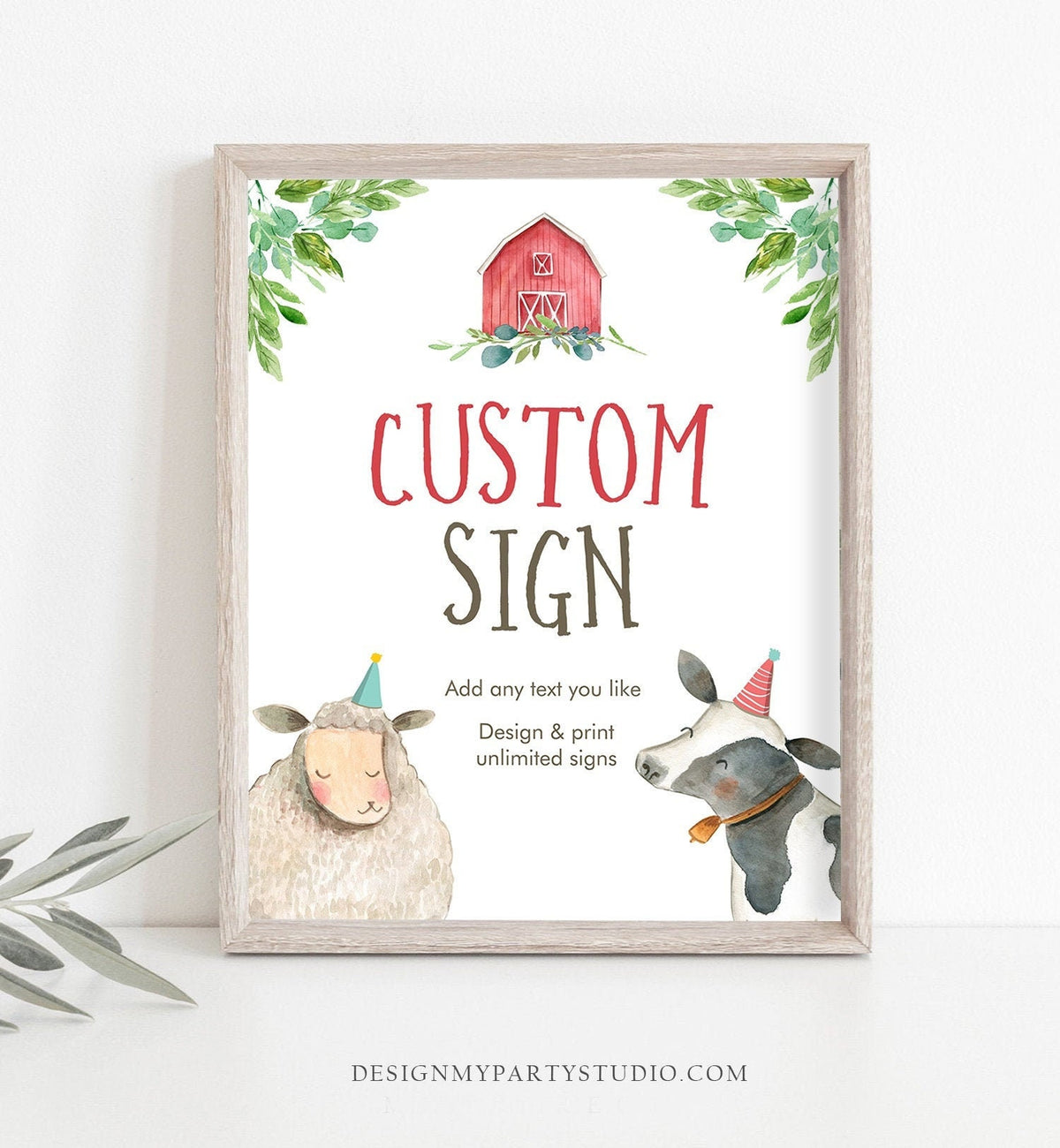 Editable Custom Sign Farm Animals Sign Boy Barnyard Birthday Decorations Cow Pig Sheep Table Sign Decoration 8x10 Download PRINTABLE 0155