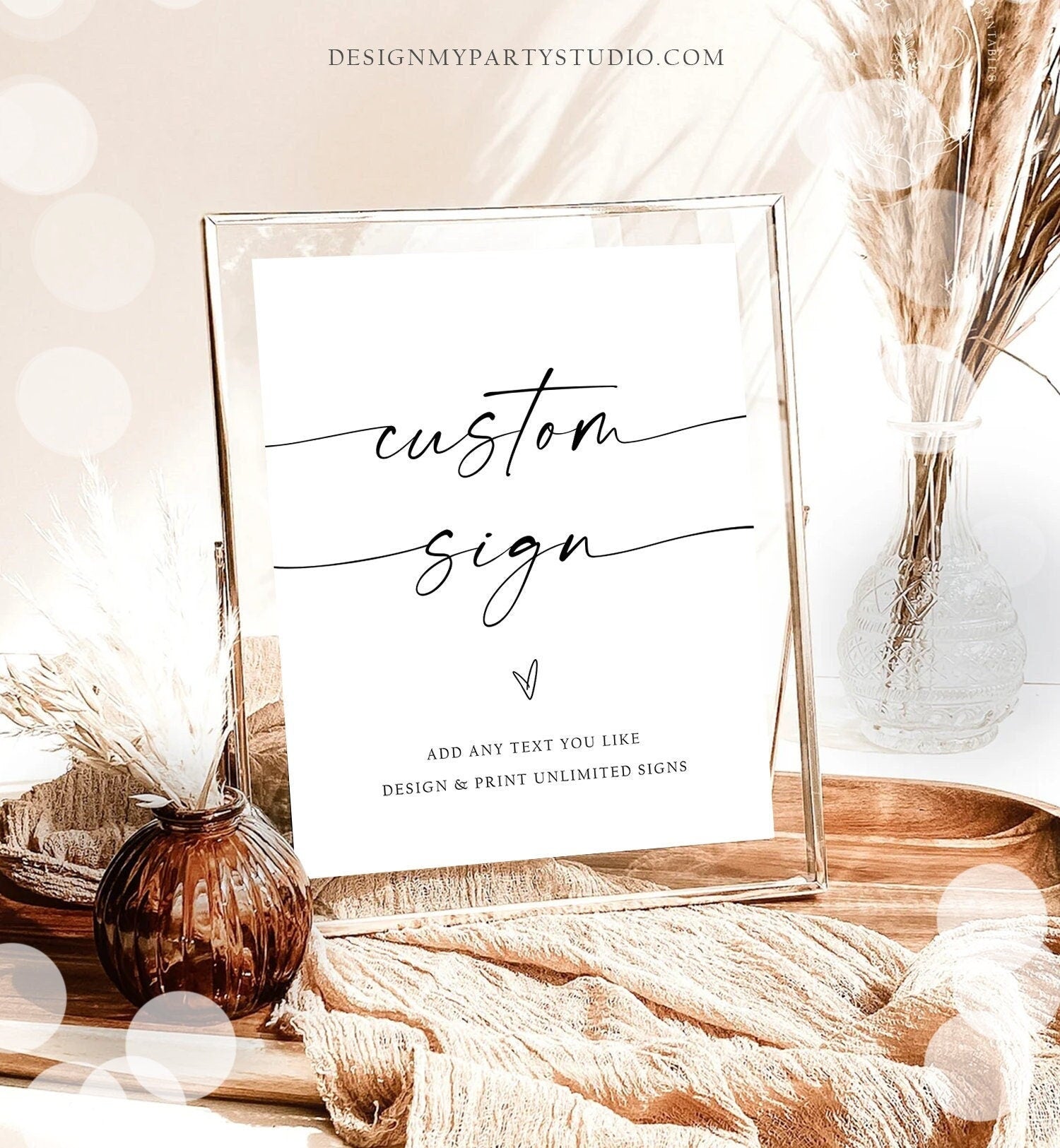 Editable Minimalist Custom Sign Wedding Bridal Shower Baby Shower Sign Boho Rustic Modern Calligraphy Digital Template Printable 0493