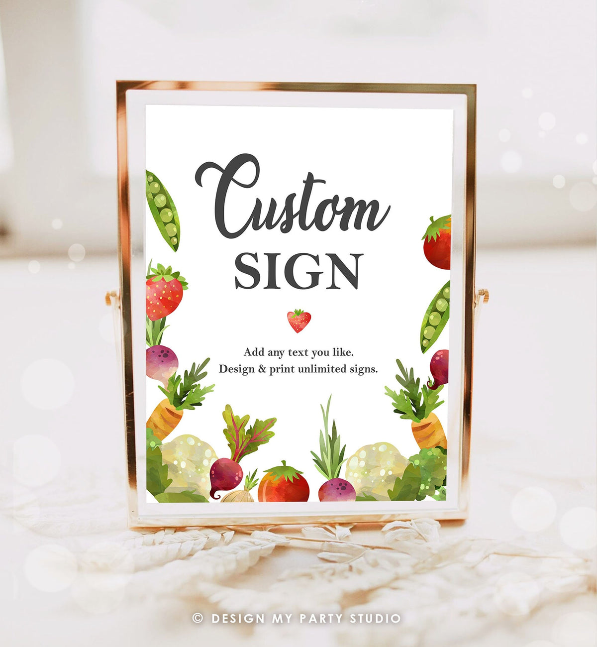 Editable Custom Sign Locally Grown Birthday Party Baby Shower Sign Fruits and Veggies Farmers Market 8x10 Digital Download Printable 0144