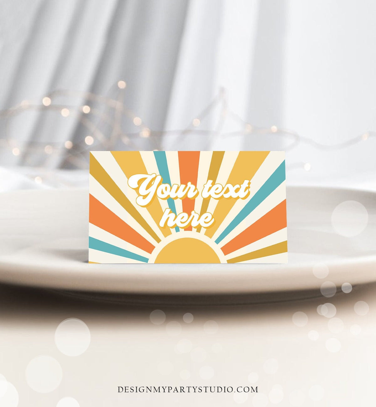 Editable Food Labels Sun Birthday Boho Sun Food Labels Place Card Tent Card Trip Around the Sun Ray of Sonshine Shower Template Corjl 0457