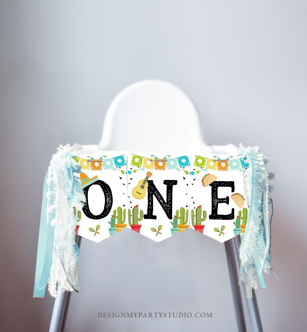 Fiesta High Chair Banner Fiesta 1st First Birthday Boy High Chair ONE Banner Mexican Party Decor Cactus First fiesta PRINTABLE Digital 0161