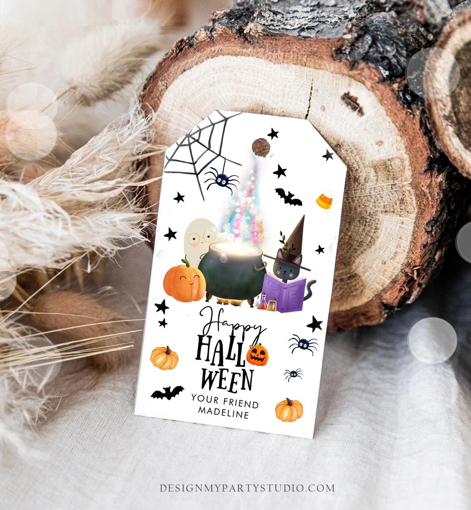 Editable Happy Halloween Gift Tags Trick Or Treat Favor Tags Ghost Treat Tag Personalized Download Printable Template Corjl 0261 0480 0009