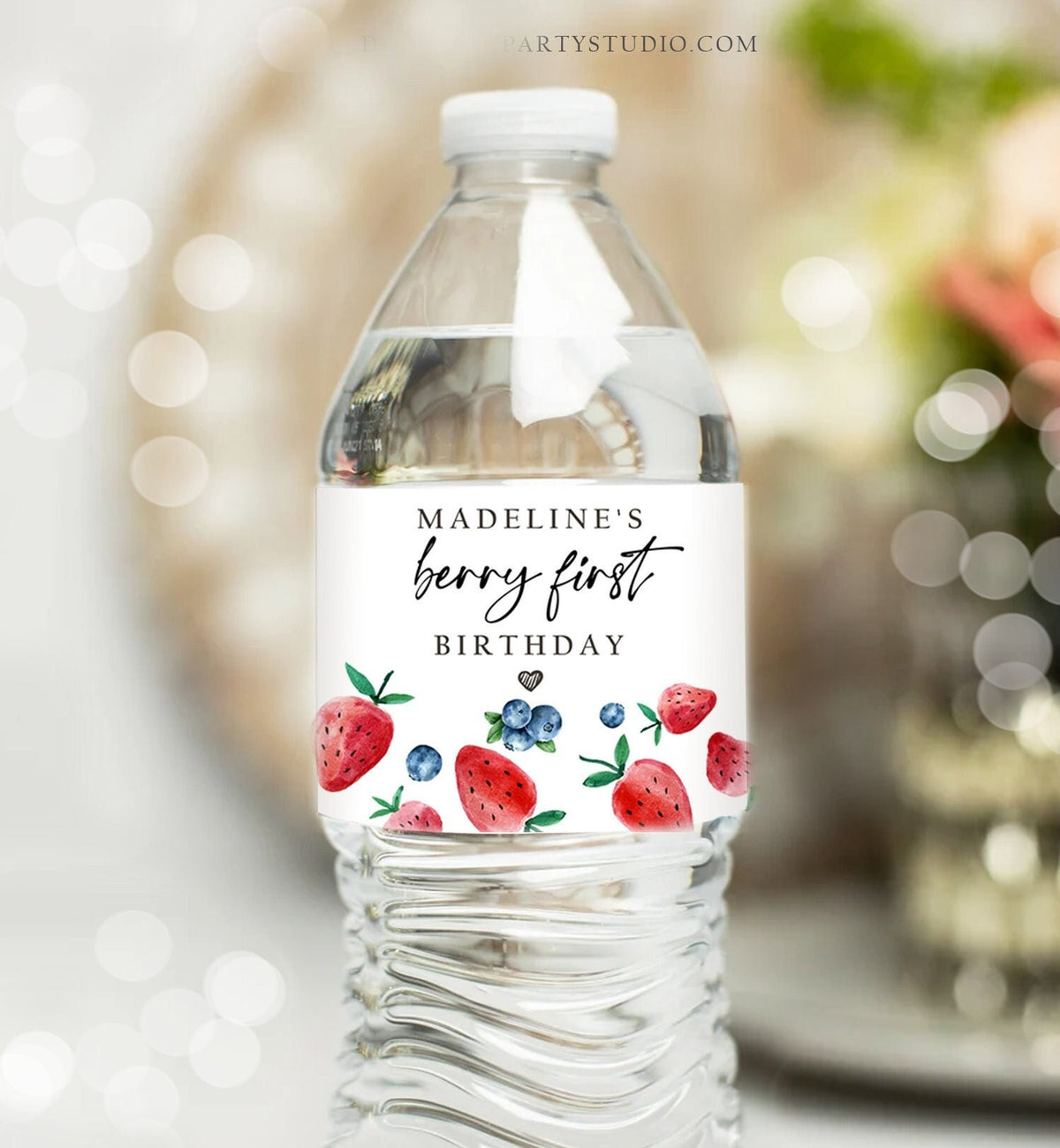 Editable Strawberry Blueberry Water Bottle Labels Berry First Birthday Decor Berry Sweet 1st Birthday Party Printable Template Corjl 0399