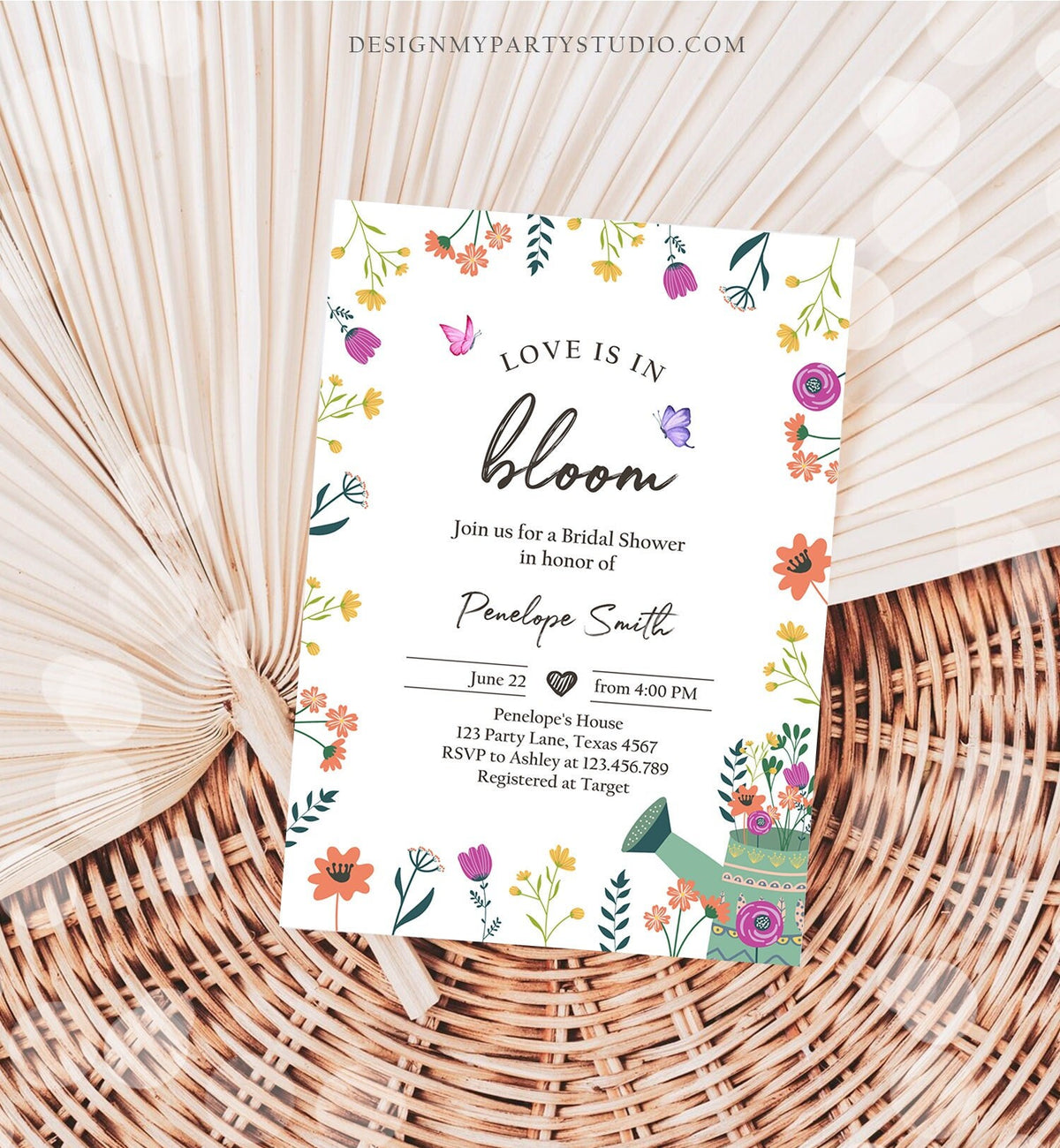 Editable Wildflower Bridal Shower Invitation Floral Spring Wildflowers Shower Bridal Brunch Garden Download Corjl Template Printable 0396