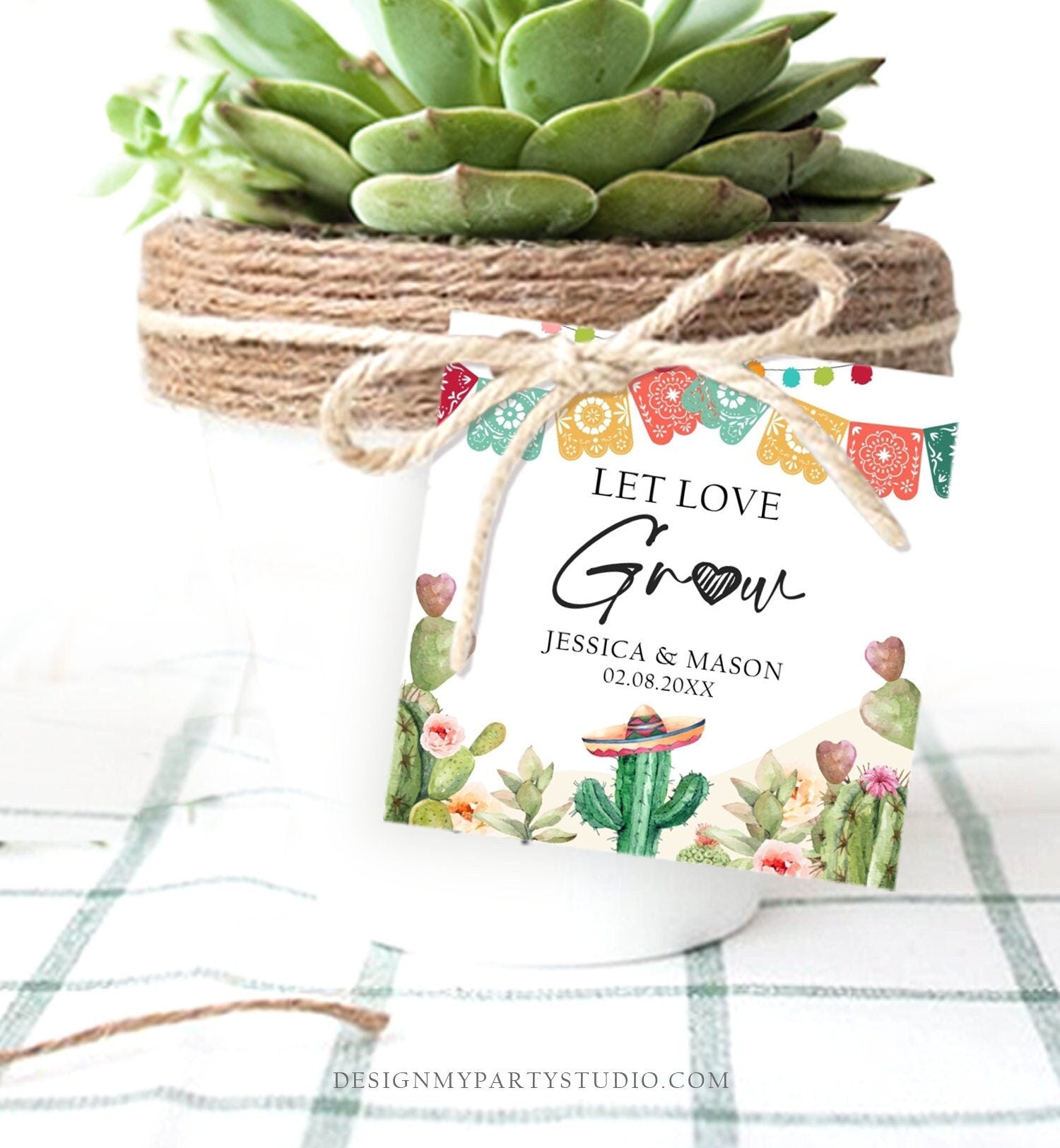 Editable Let Love Grow Tags Fiesta Cactus Favor Tags Bridal Shower Wedding Succulent Taco Bout Love Tag Corjl Baby Template Printable 0404