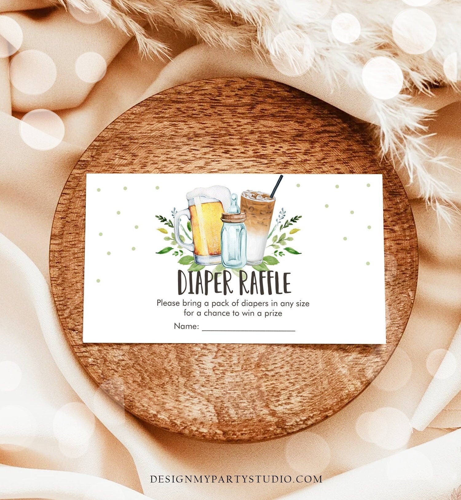 Editable Diaper Raffle Ticket Diaper Game Card Baby is Brewing Baby shower insert Beers and Bottles Download Template Corjl PRINTABLE 0190