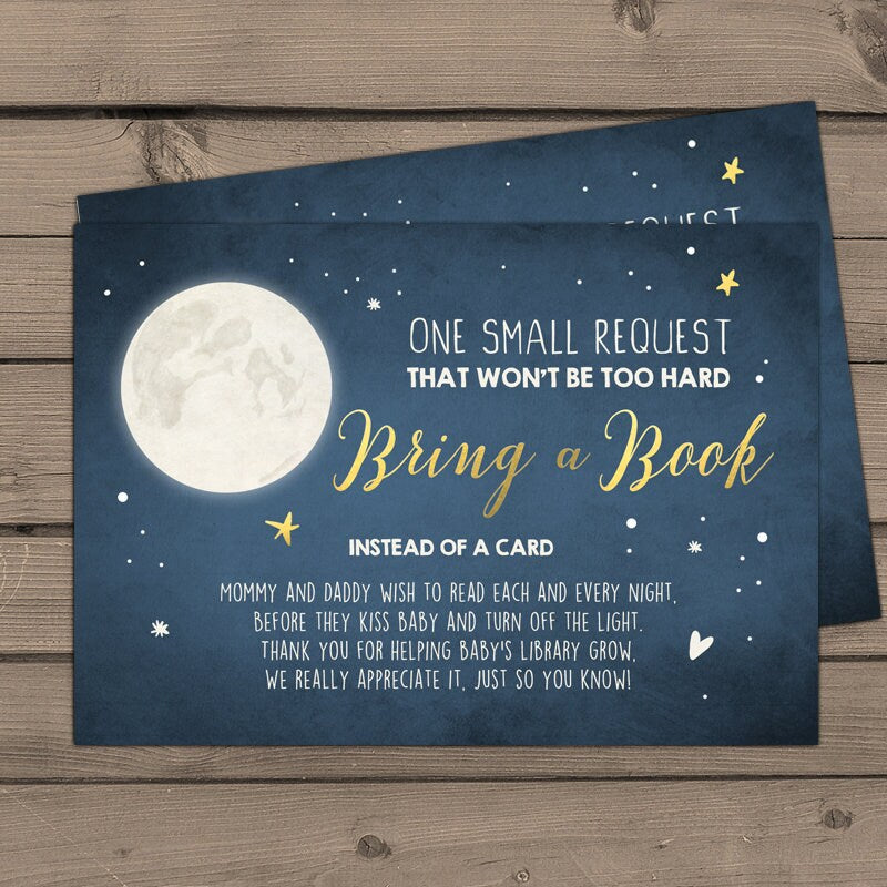 Baby Shower Bring a Book Card Love you to the Moon and Back Moon Baby Shower Twinkle Twinkle Star Book Insert Book card PRINTABLE 0017