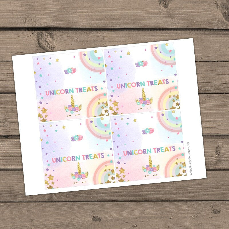 Printable Treat Bag toppers Unicorn Birthday Unicorn First birthday Unicorn Treats Pink and gold Girl Rainbow Magical DIGITAL PRINTABLE 0041