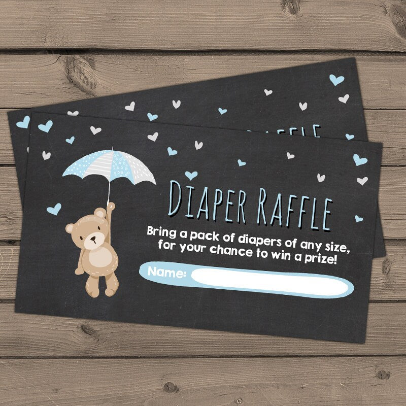 Boy Teddy Bear Baby Shower Invitation With Free Diaper Raffle -  Norway