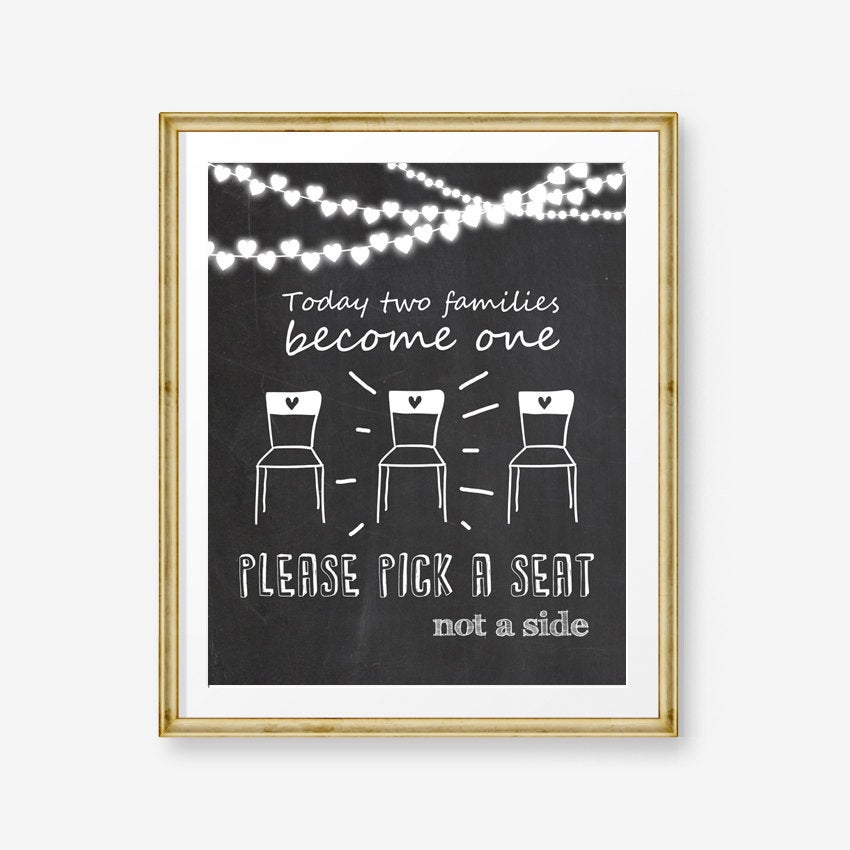 Wedding sign pick a seat not a side Pick a seat wedding sign Chalkboard wedding sign Seating Wedding sign printable PRINTABLE digital 0110