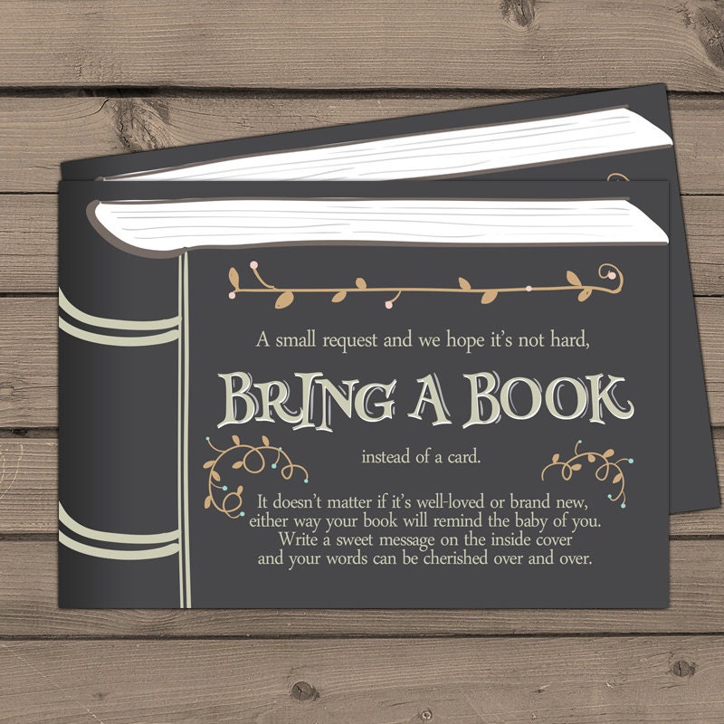 Baby Shower Bring a Book Card Storybook Baby Shower Vintage Gender neutral Book insert Book card Blue peach pink mint brown PRINTABLE 0023