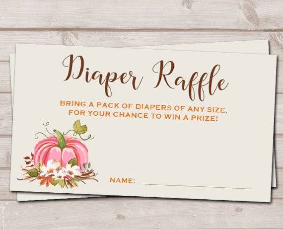 Baby Shower Diaper Raffle Card Little Pumpkin Girl Shower Pink Brown Autumn Fall Rustic Diaper Raffle Instant Download PRINTABLE 0049