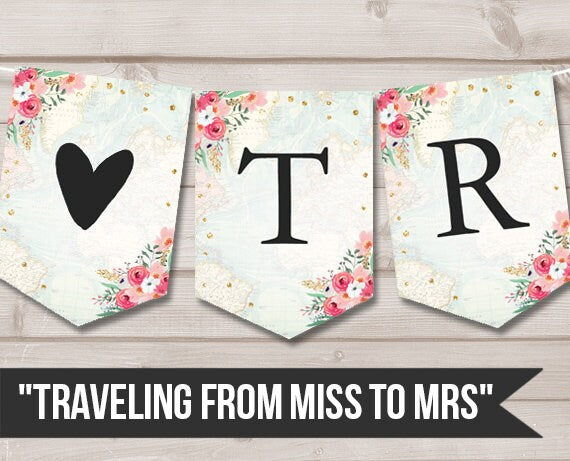 Traveling From Miss to Mrs banner Traveling Bridal Shower Banner Adventure Love is a Journey Instant download PRINTABLE DIGITAL DIY 0030