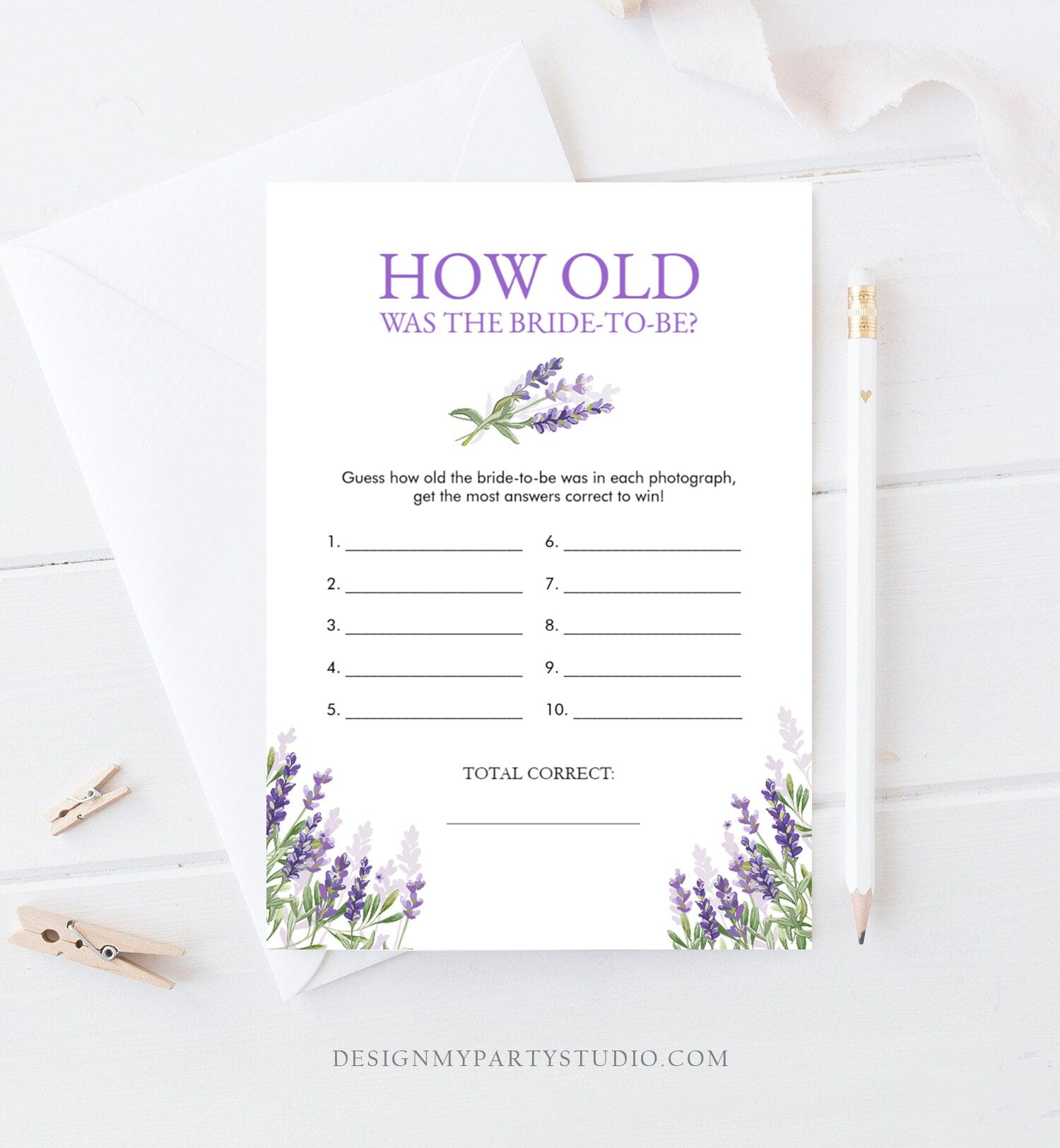 How Old Was The Bride-to-be Bridal Shower Game Rustic Wedding Activity Lavender Editable Game Template Instant Download PRINTABLE 0206