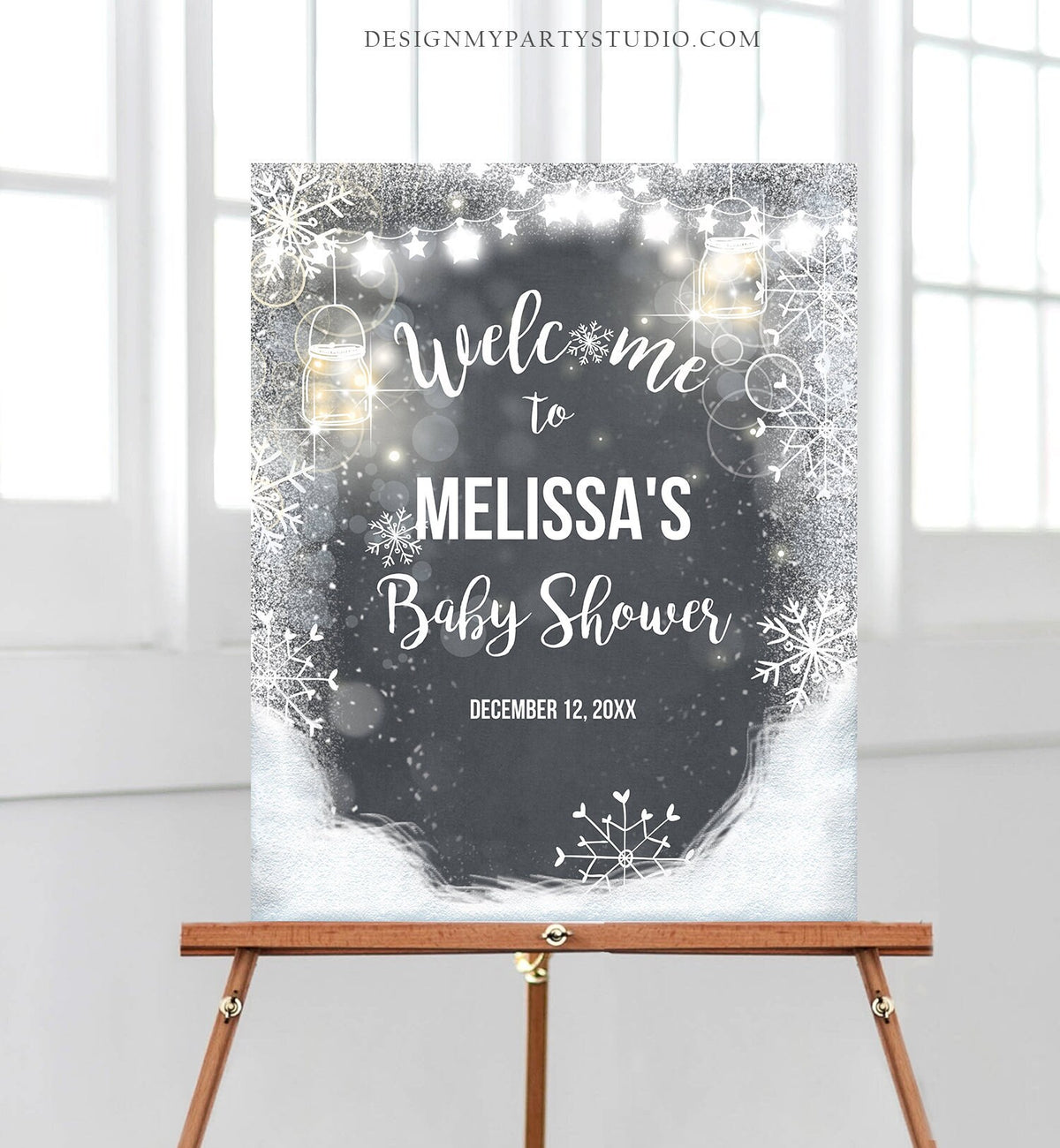 Editable Winter Welcome Sign Baby its Cold Outside Welcome Sign Winter Onederland Birthday Snowflakes Snow Template Corjl PRINTABLE 0031